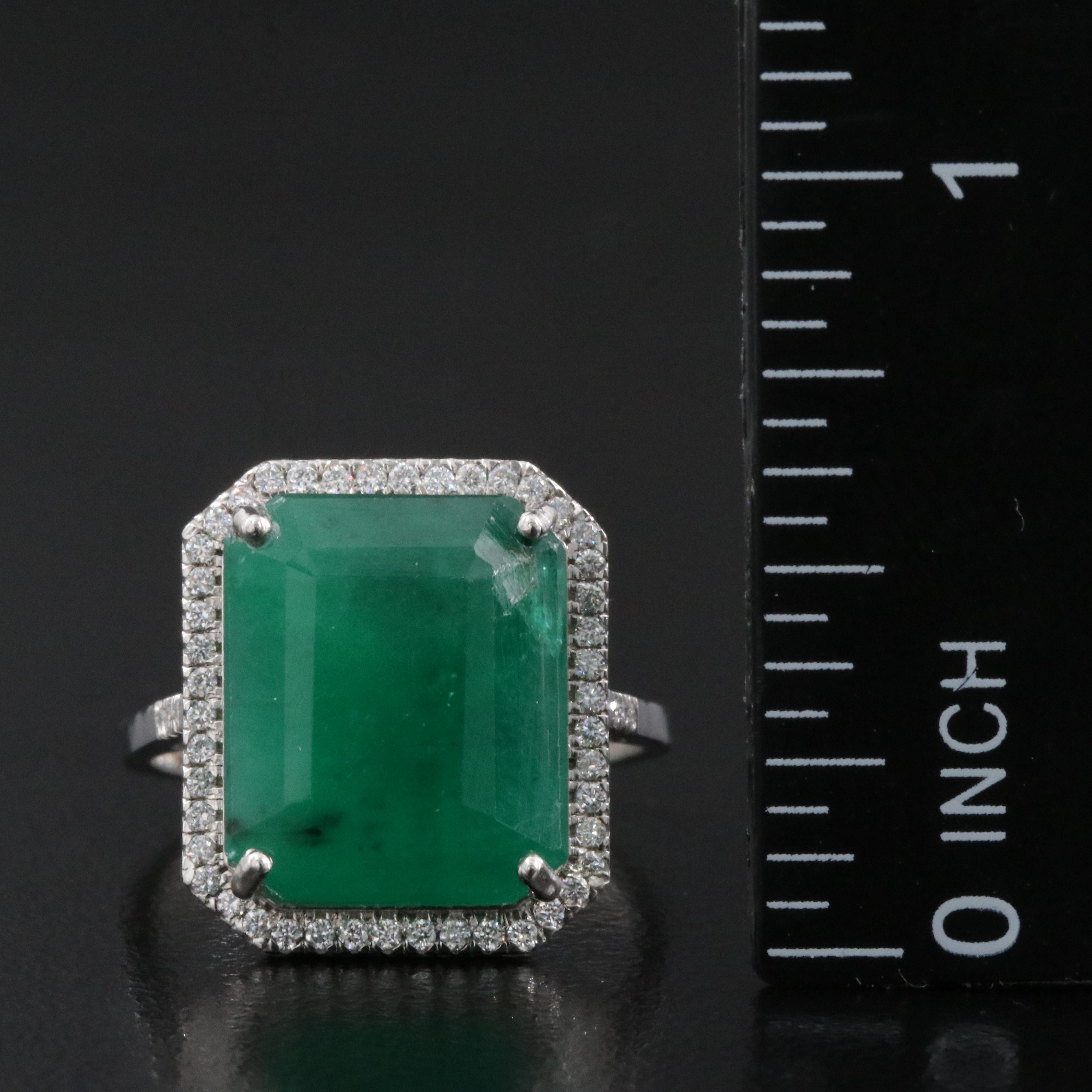 Platinum 9.06 CTW Emerald and 0.20 CTW Diamond Ring