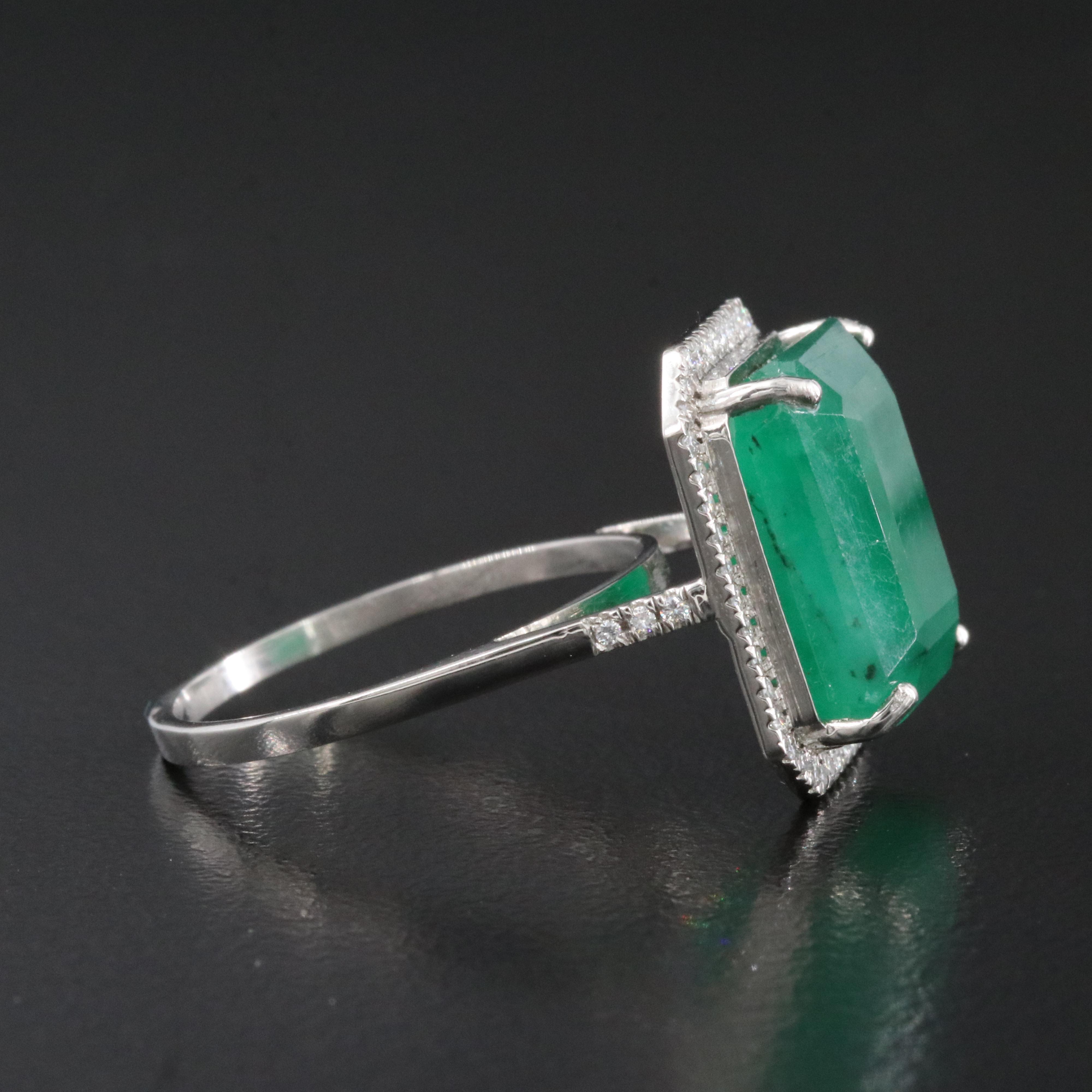 Platinum 9.06 CTW Emerald and 0.20 CTW Diamond Ring
