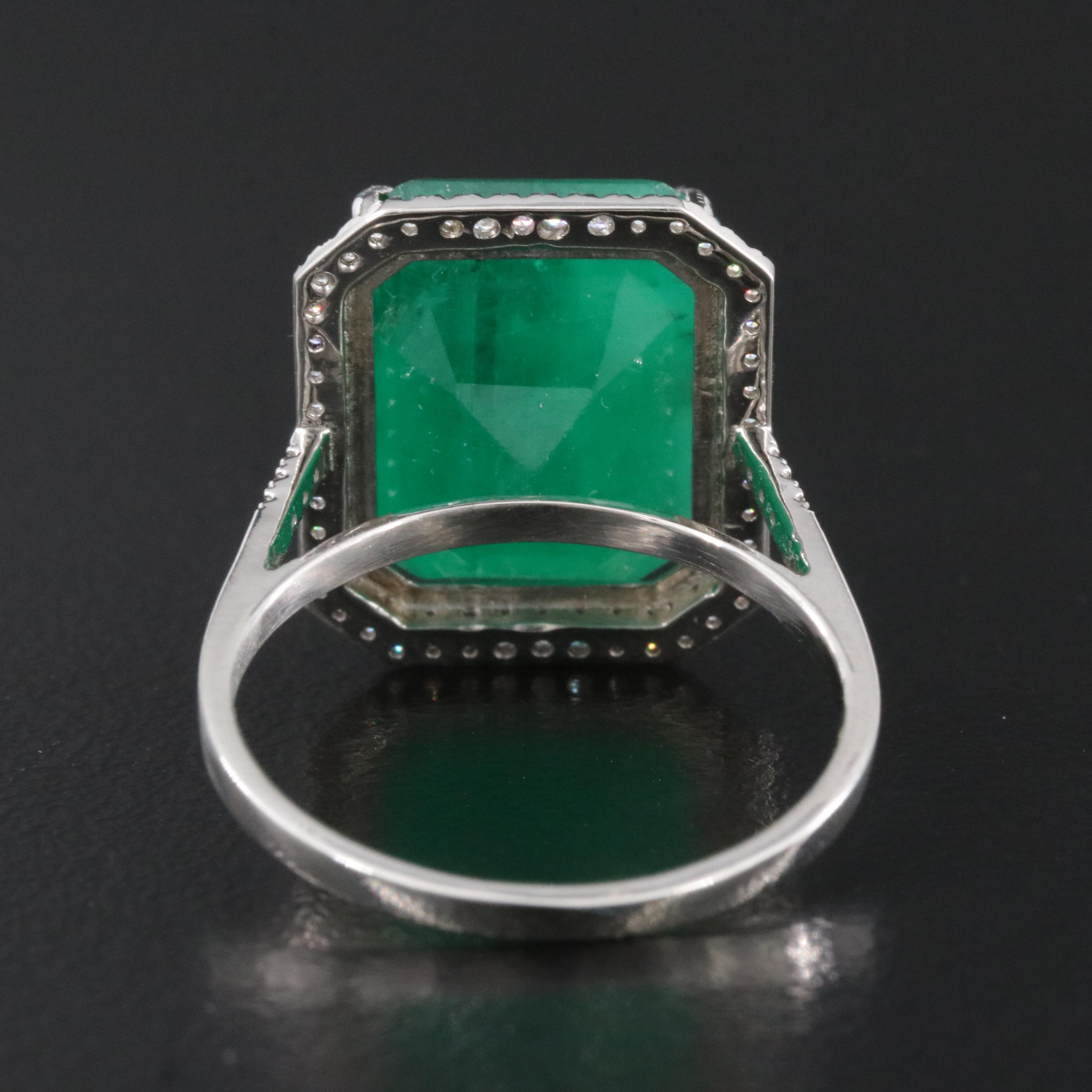 Platinum 9.06 CTW Emerald and 0.20 CTW Diamond Ring