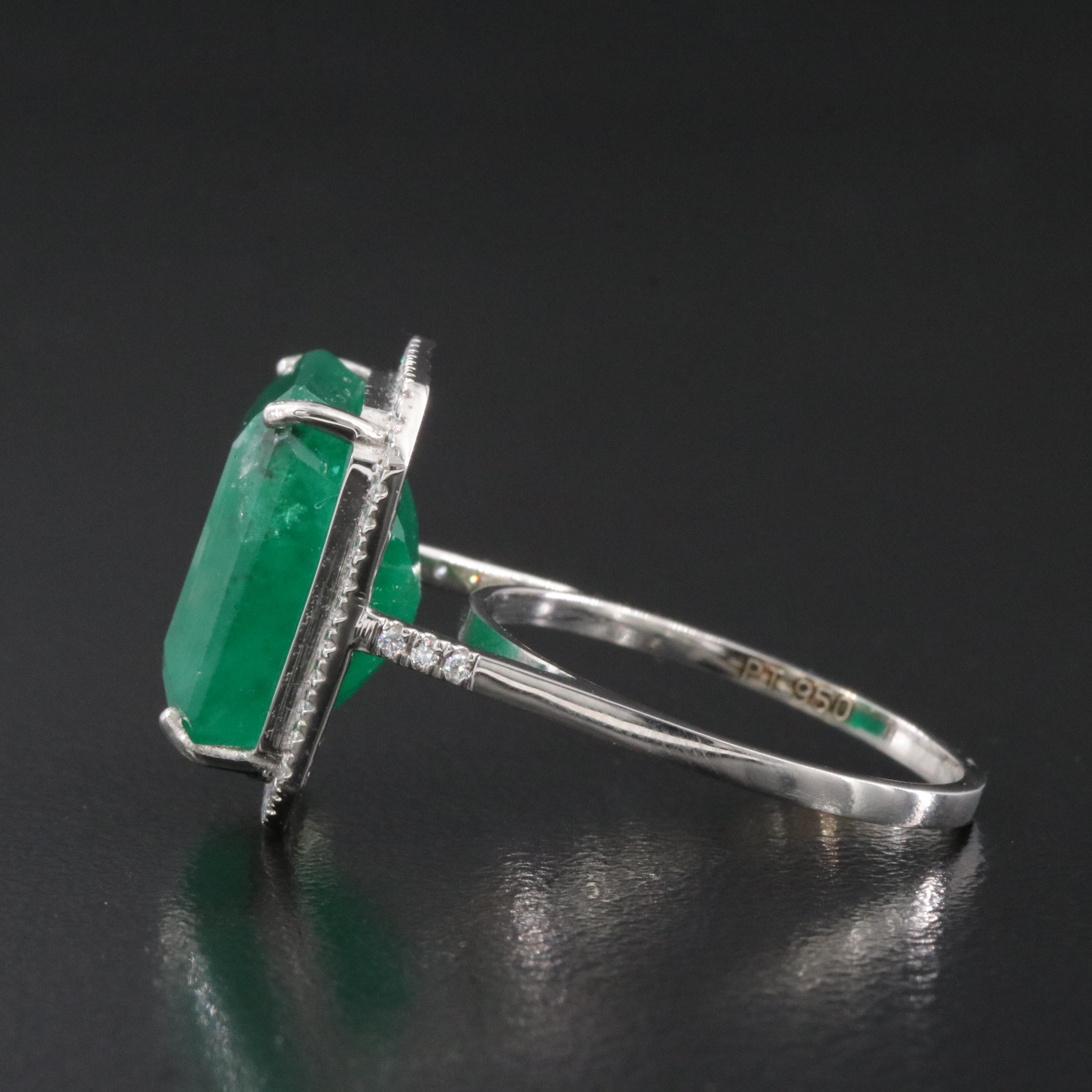 Platinum 9.06 CTW Emerald and 0.20 CTW Diamond Ring