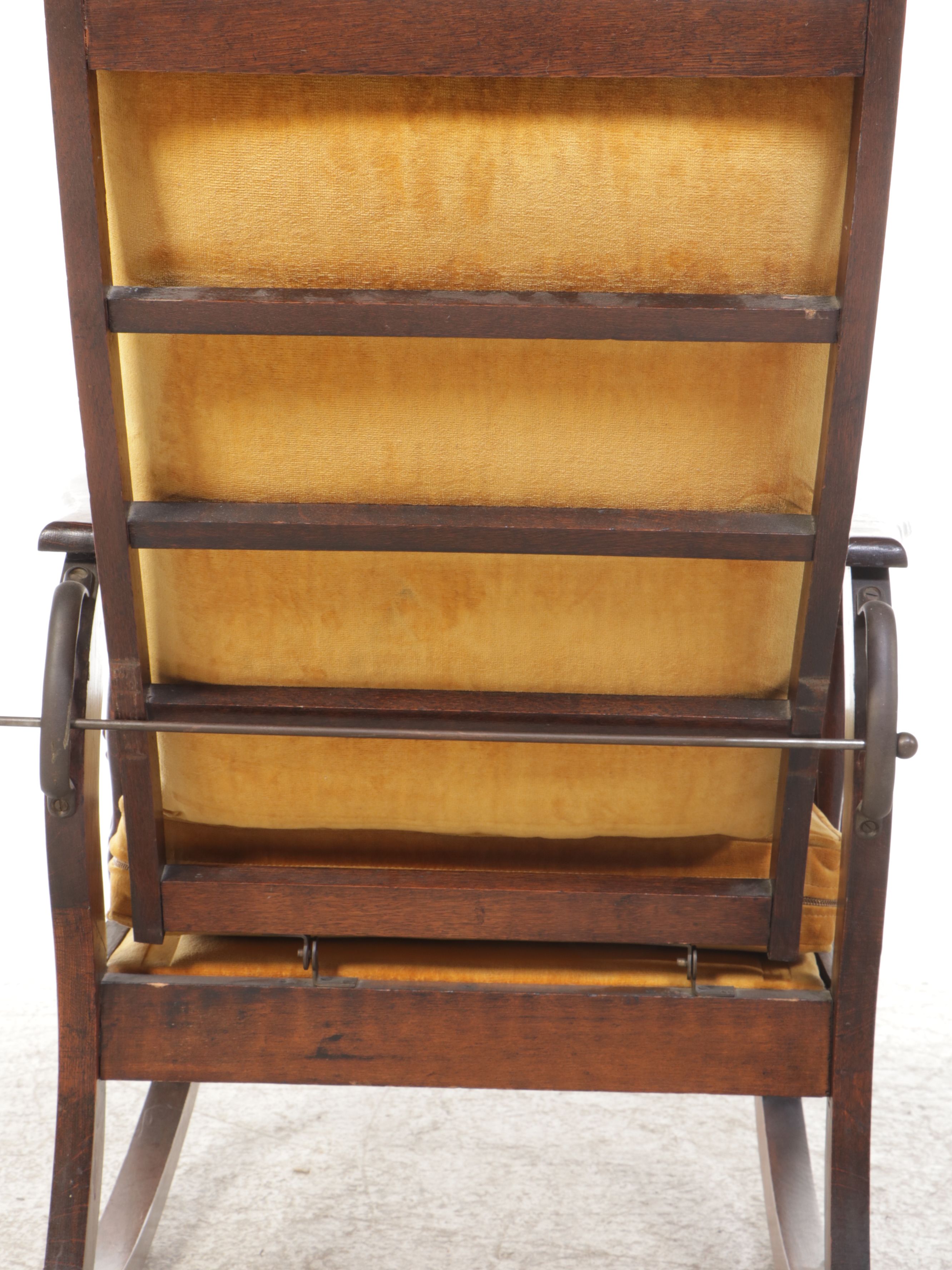 Morris-Style Carved Oak Rocking Chair with Lion's Head Arms, Early 20th Century