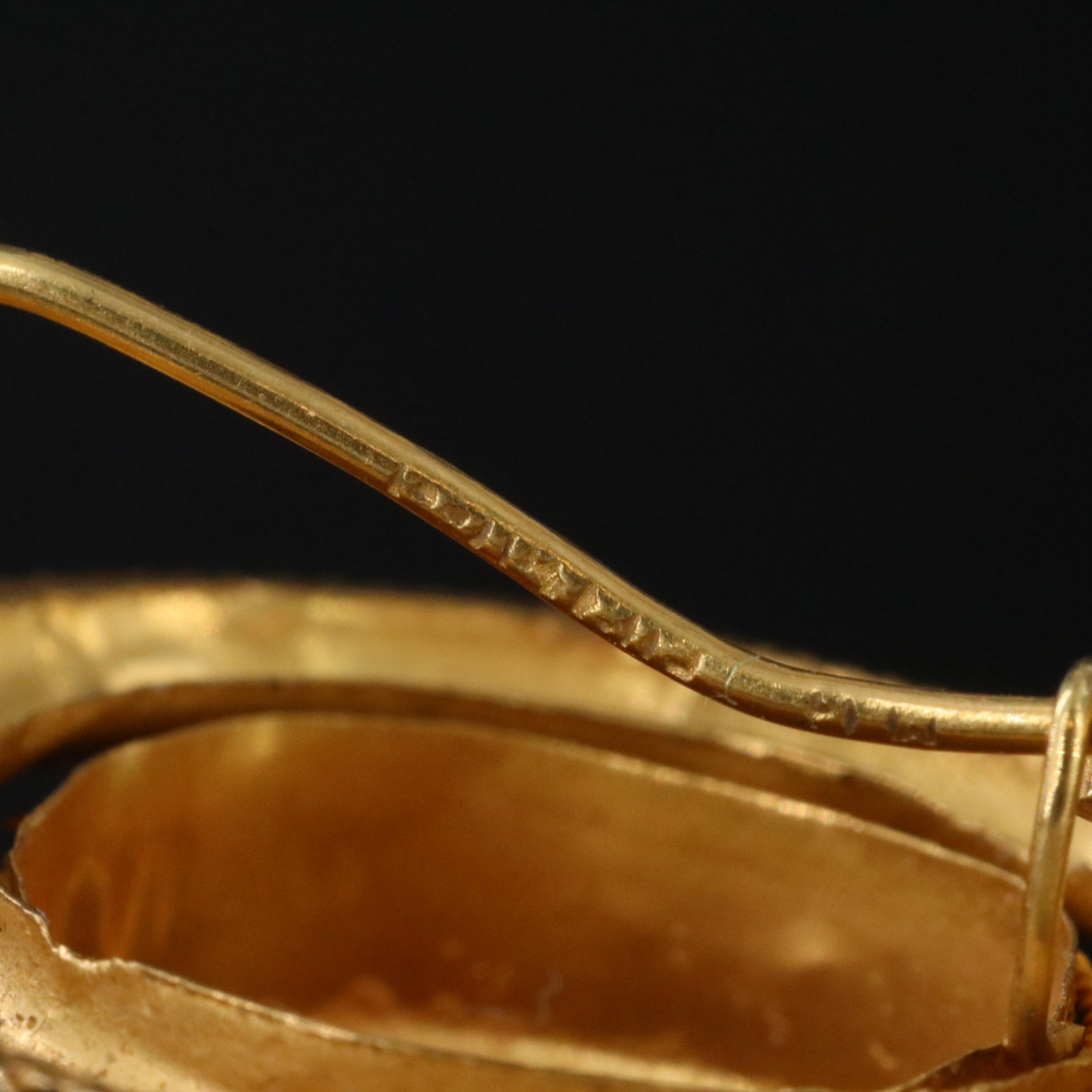 18K Maltese Cross and Crown Shell Cameo Earrings