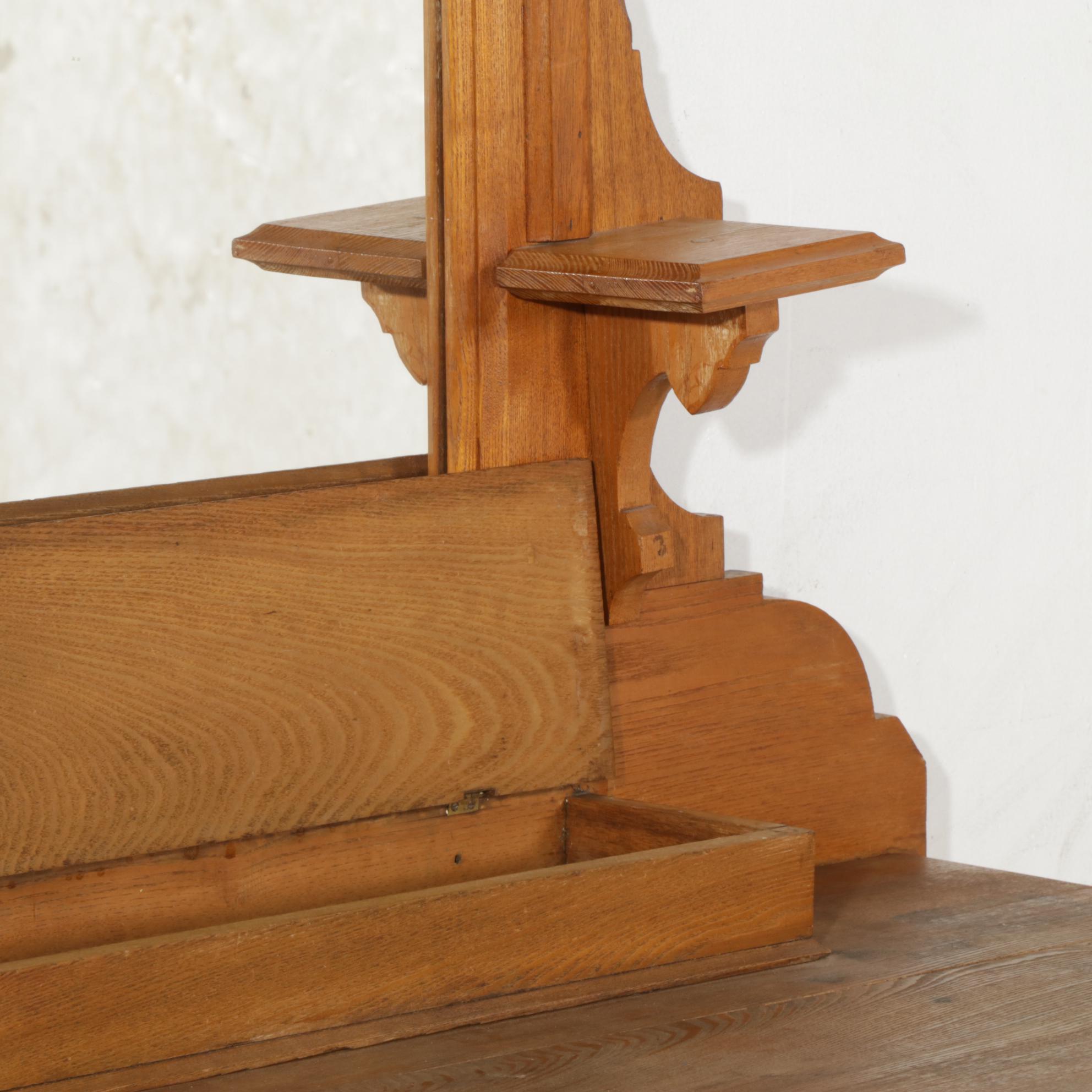 Victorian Oak and Walnut Dresser and Mirror, Late 19th to Early 20th Century