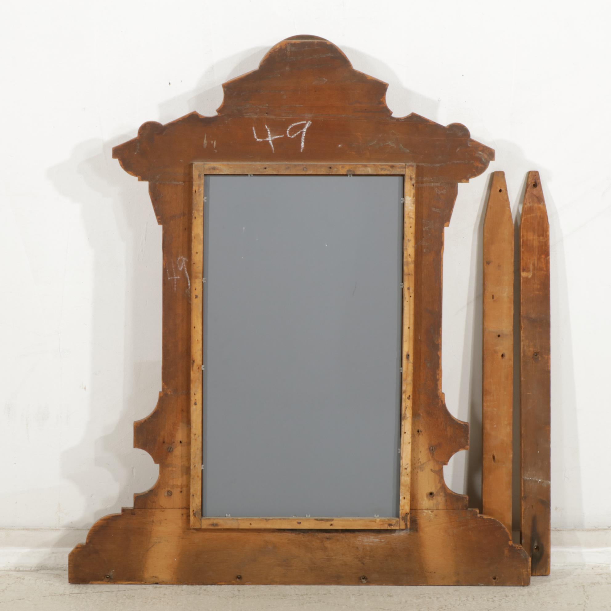 Victorian Oak and Walnut Dresser and Mirror, Late 19th to Early 20th Century