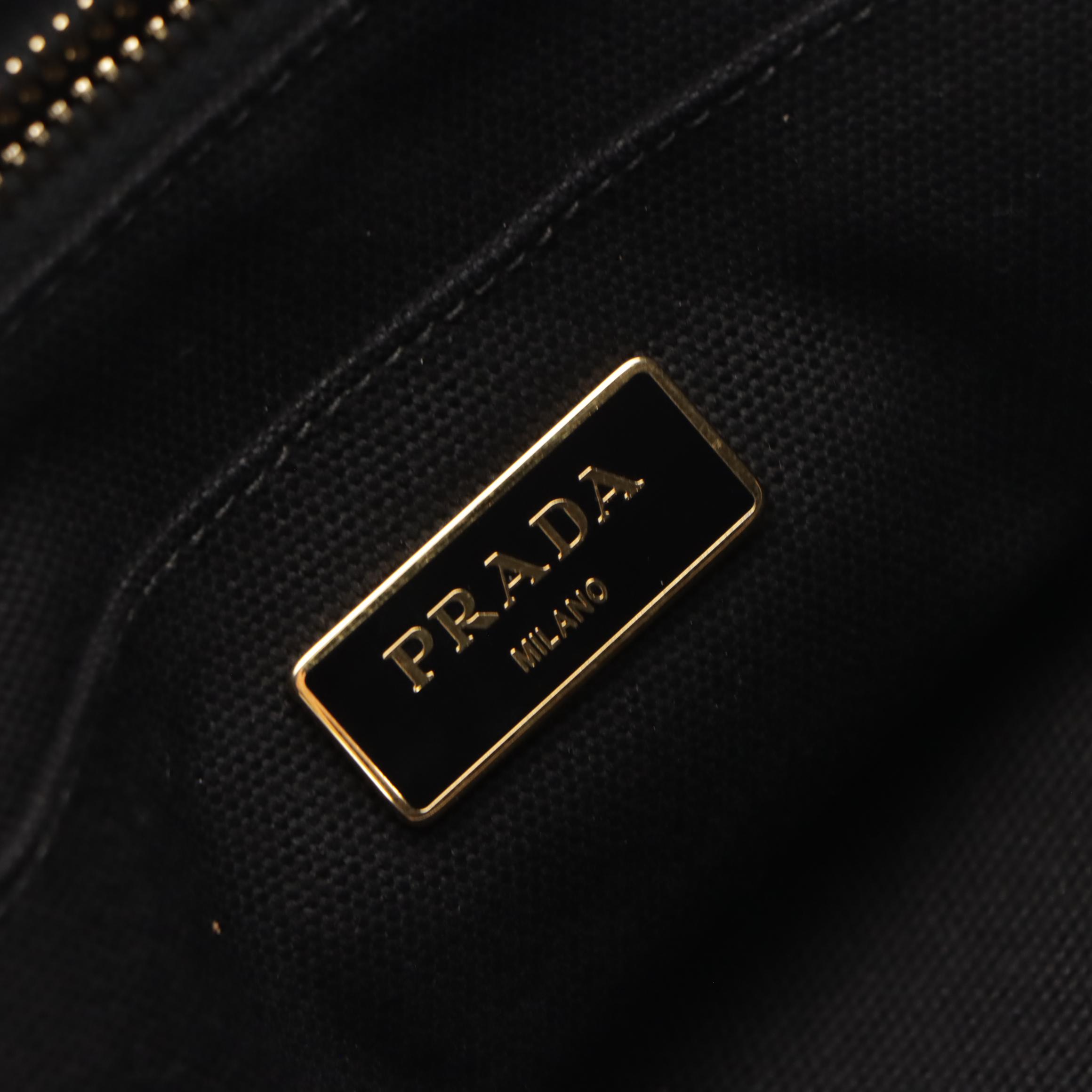 Prada Canapa Logo Top Handle Tote in Black Cotton Canvas