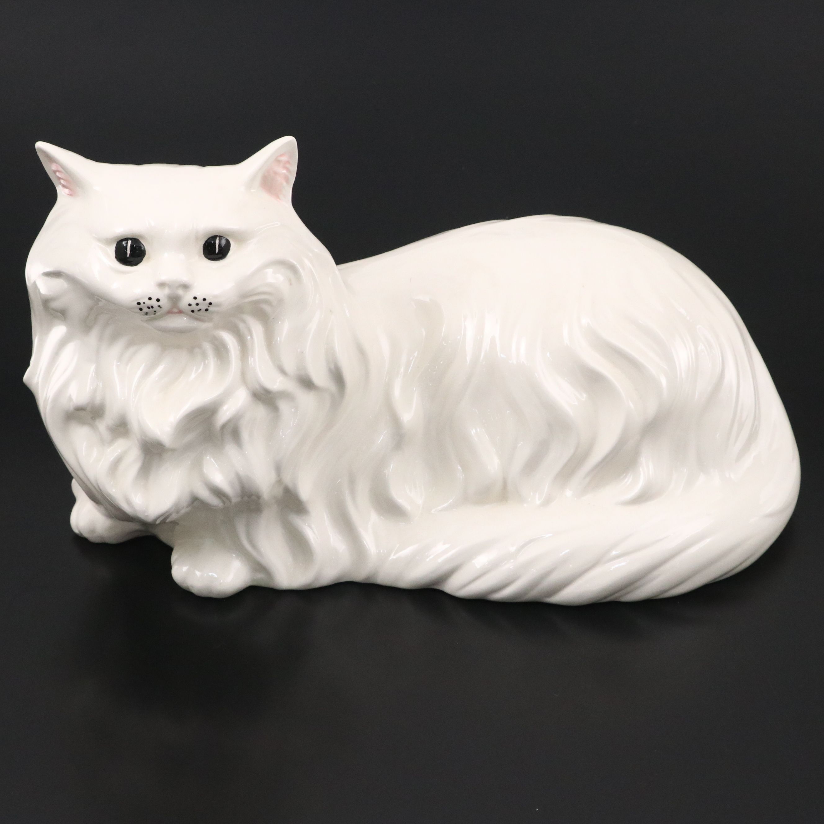 Hand-Painted White Ceramic Persian Cat