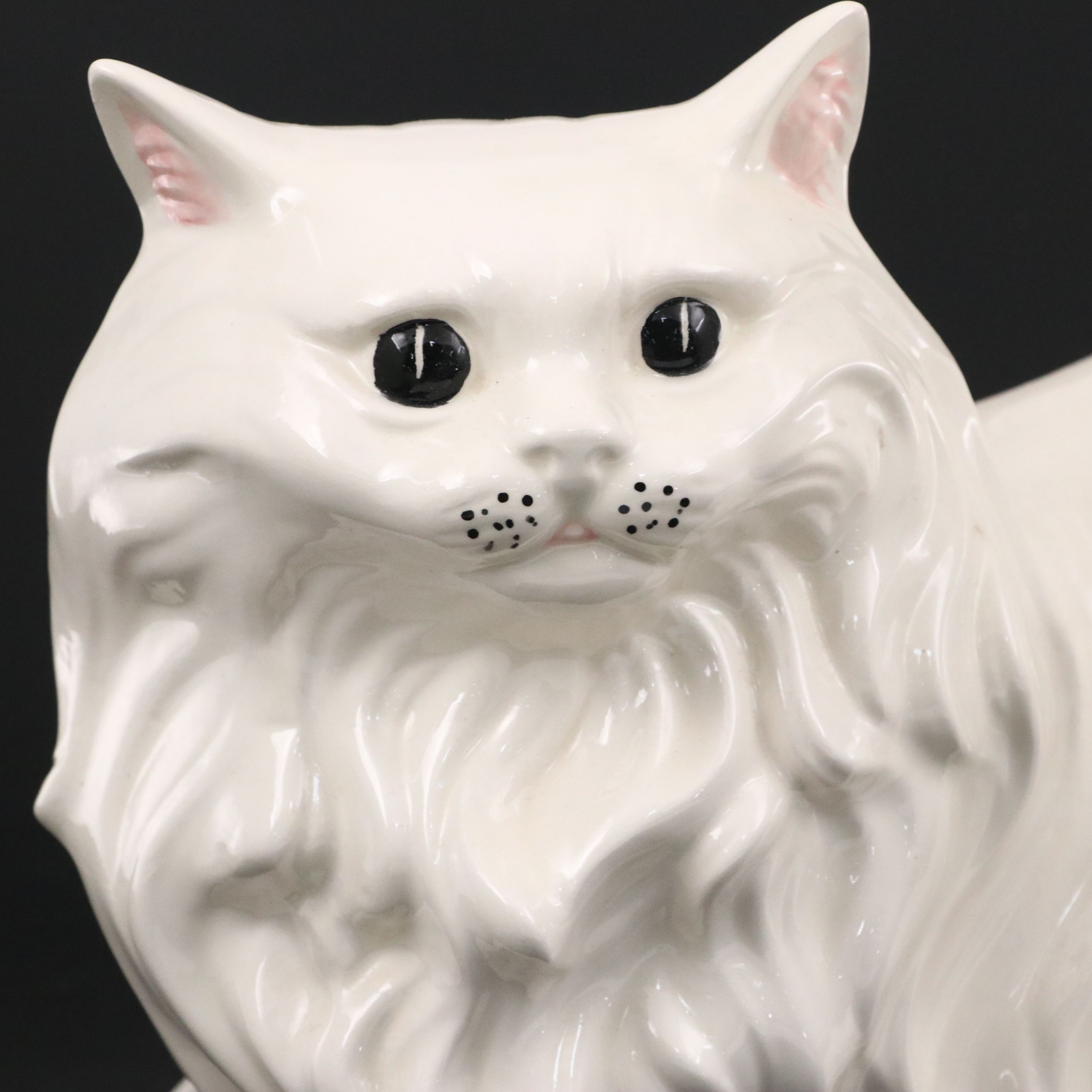Hand-Painted White Ceramic Persian Cat