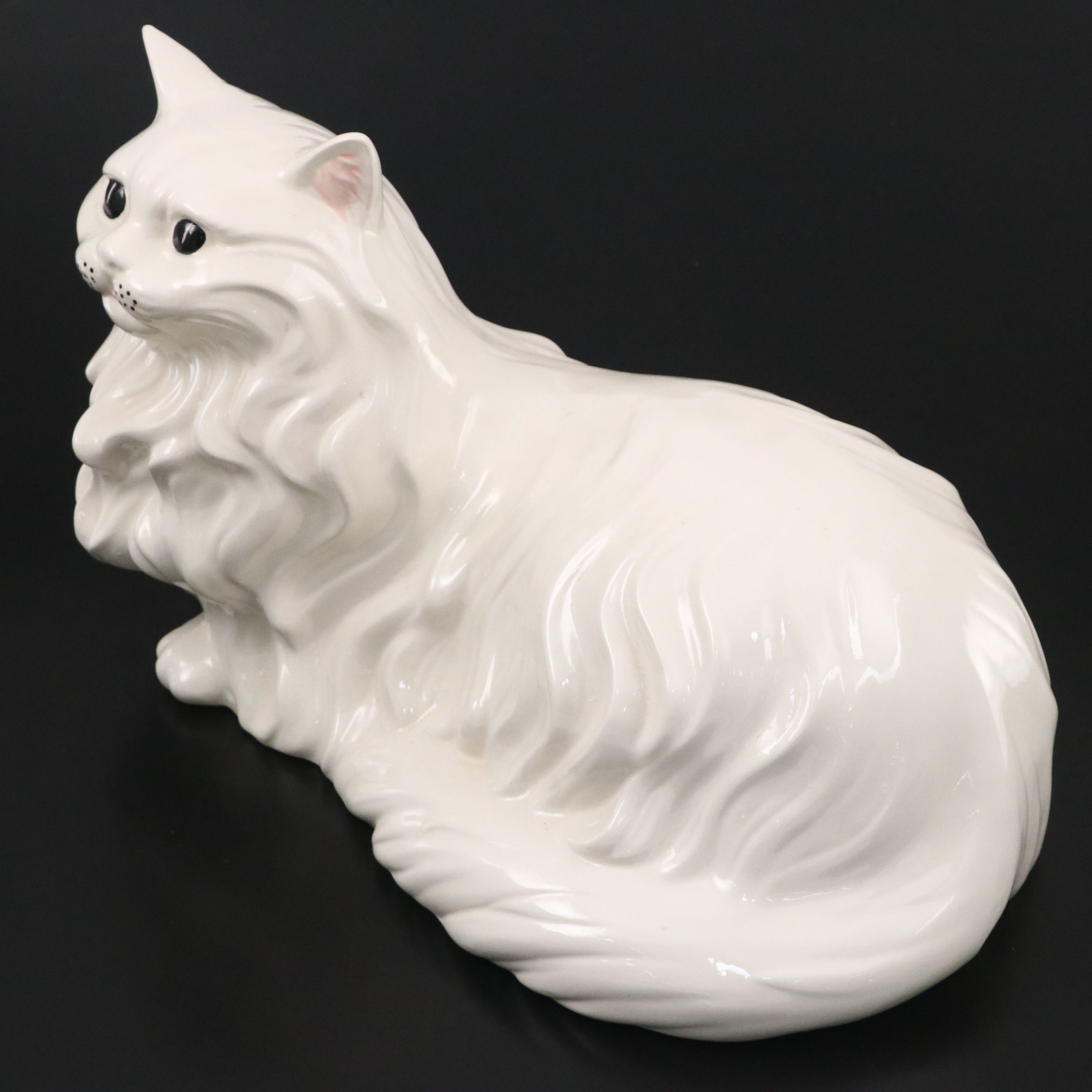 Hand-Painted White Ceramic Persian Cat