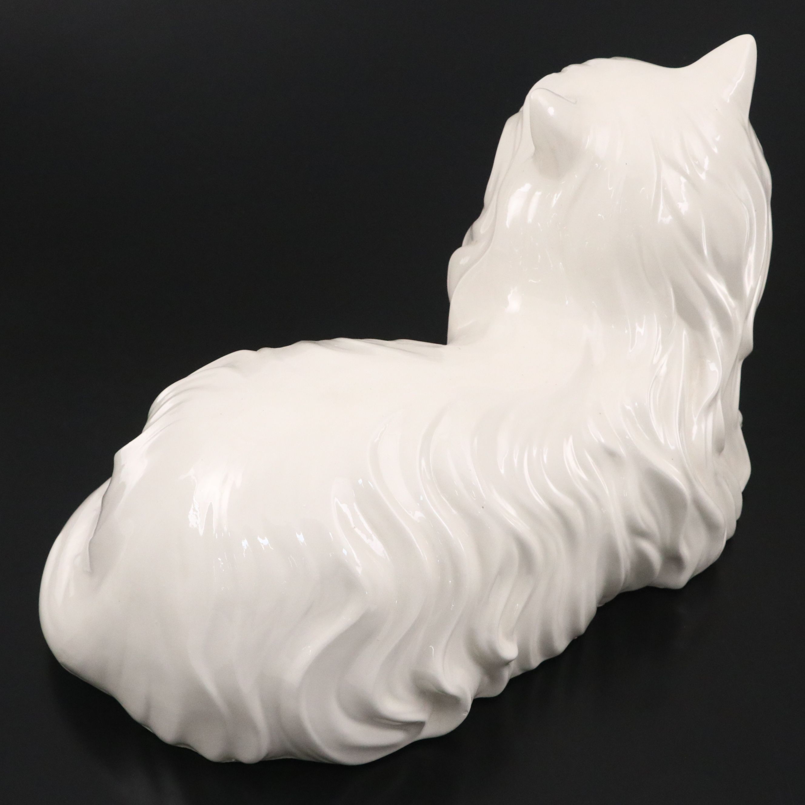 Hand-Painted White Ceramic Persian Cat
