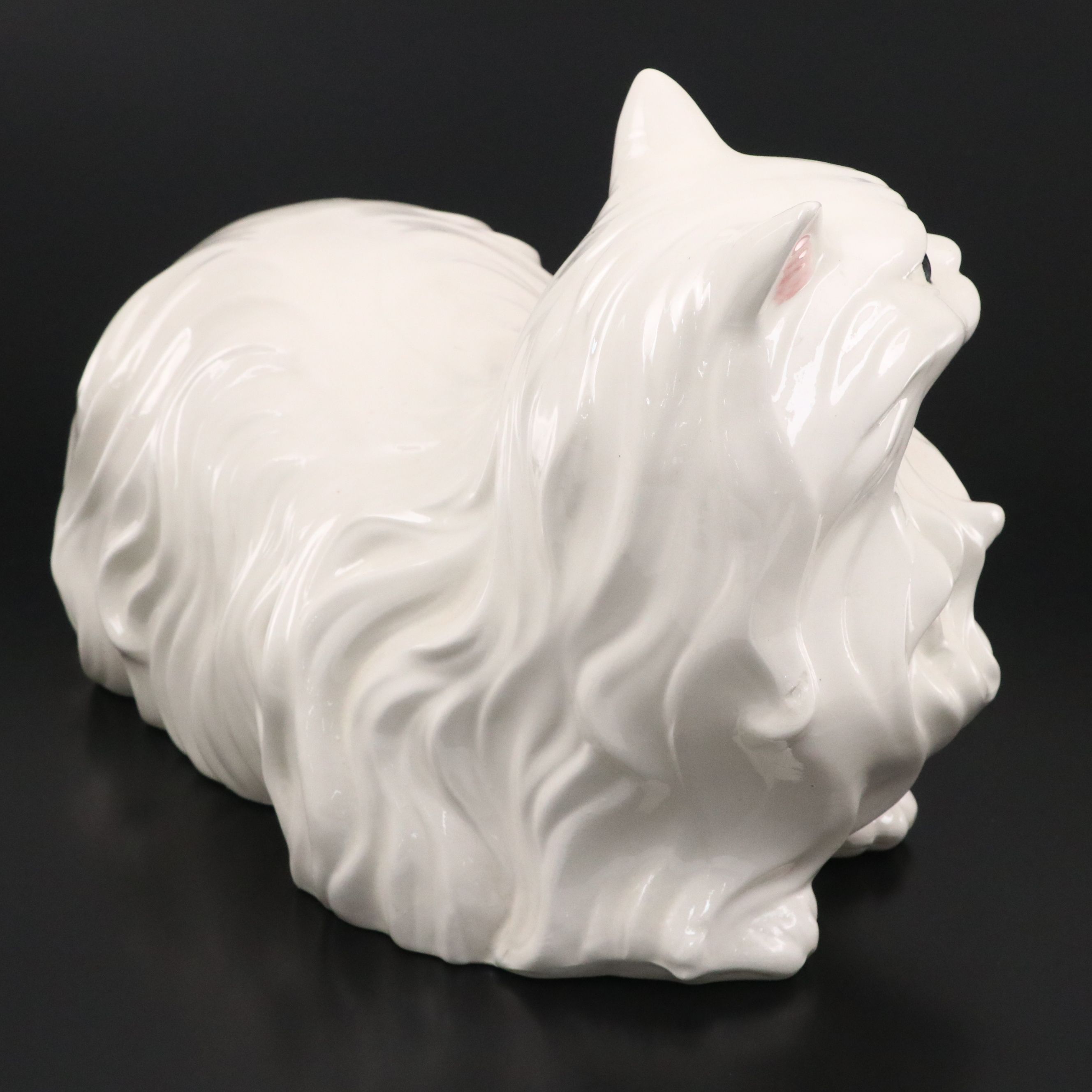 Hand-Painted White Ceramic Persian Cat