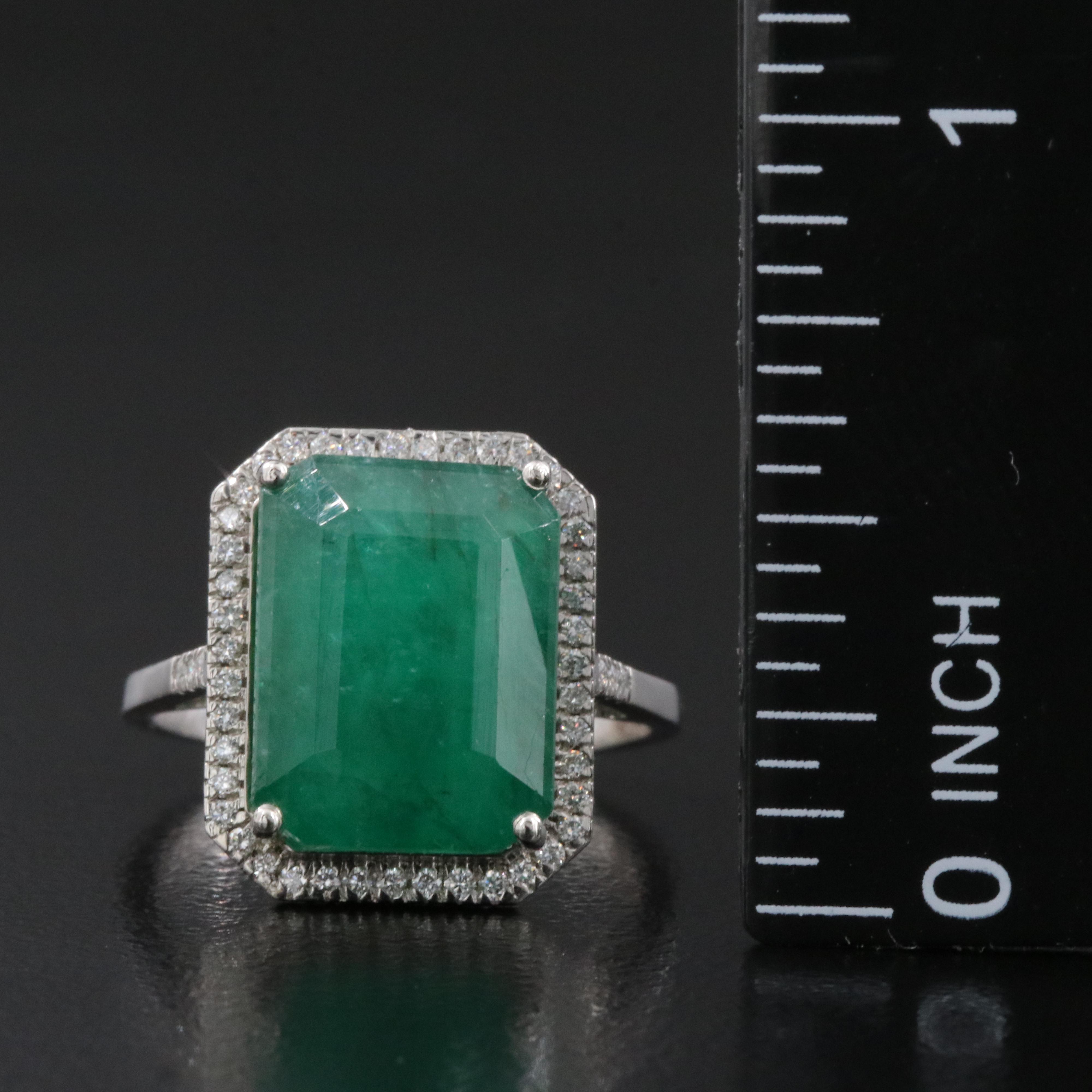 Platinum 7.94 CTW Emerald and 0.21 CTW Diamond Ring