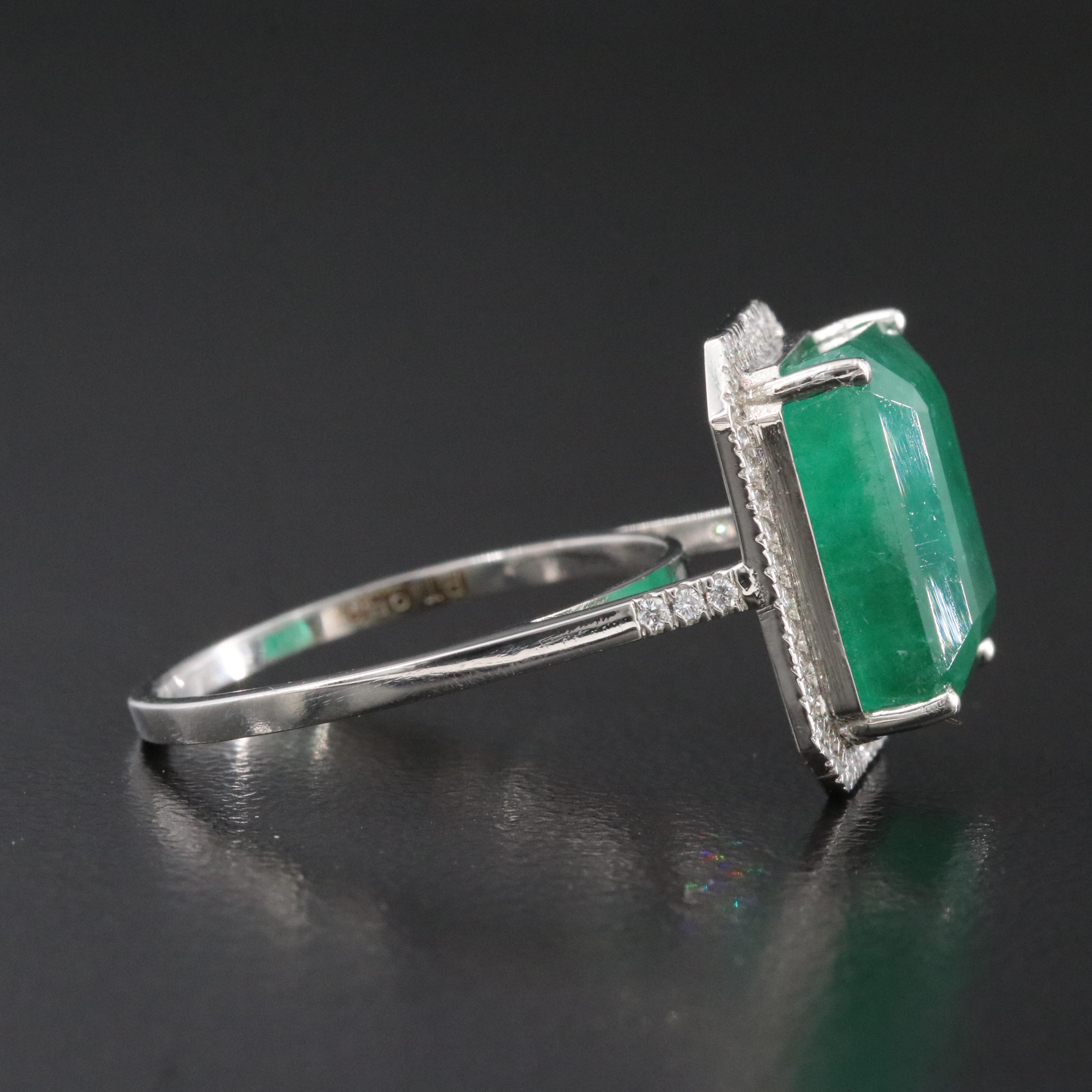 Platinum 7.94 CTW Emerald and 0.21 CTW Diamond Ring