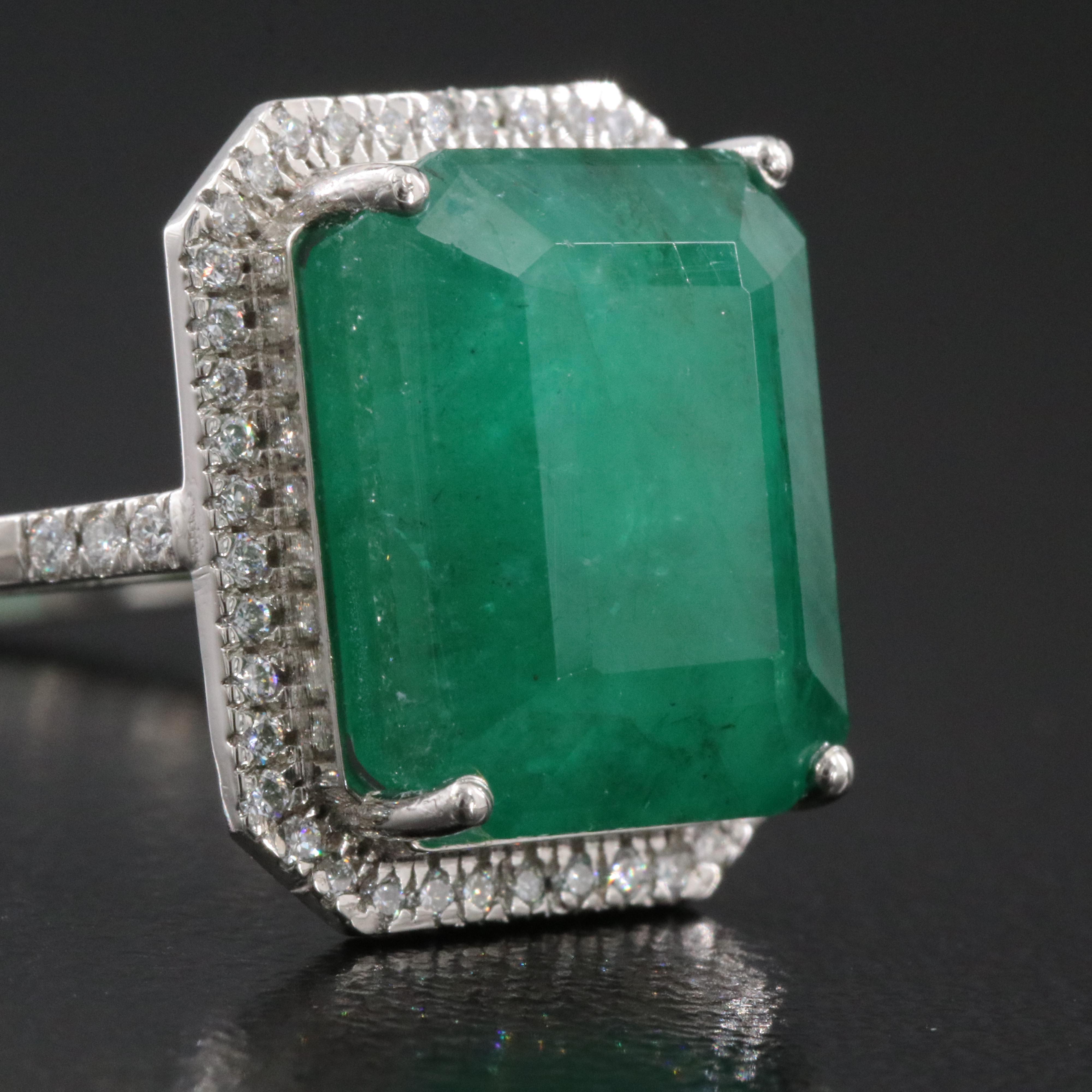 Platinum 7.94 CTW Emerald and 0.21 CTW Diamond Ring