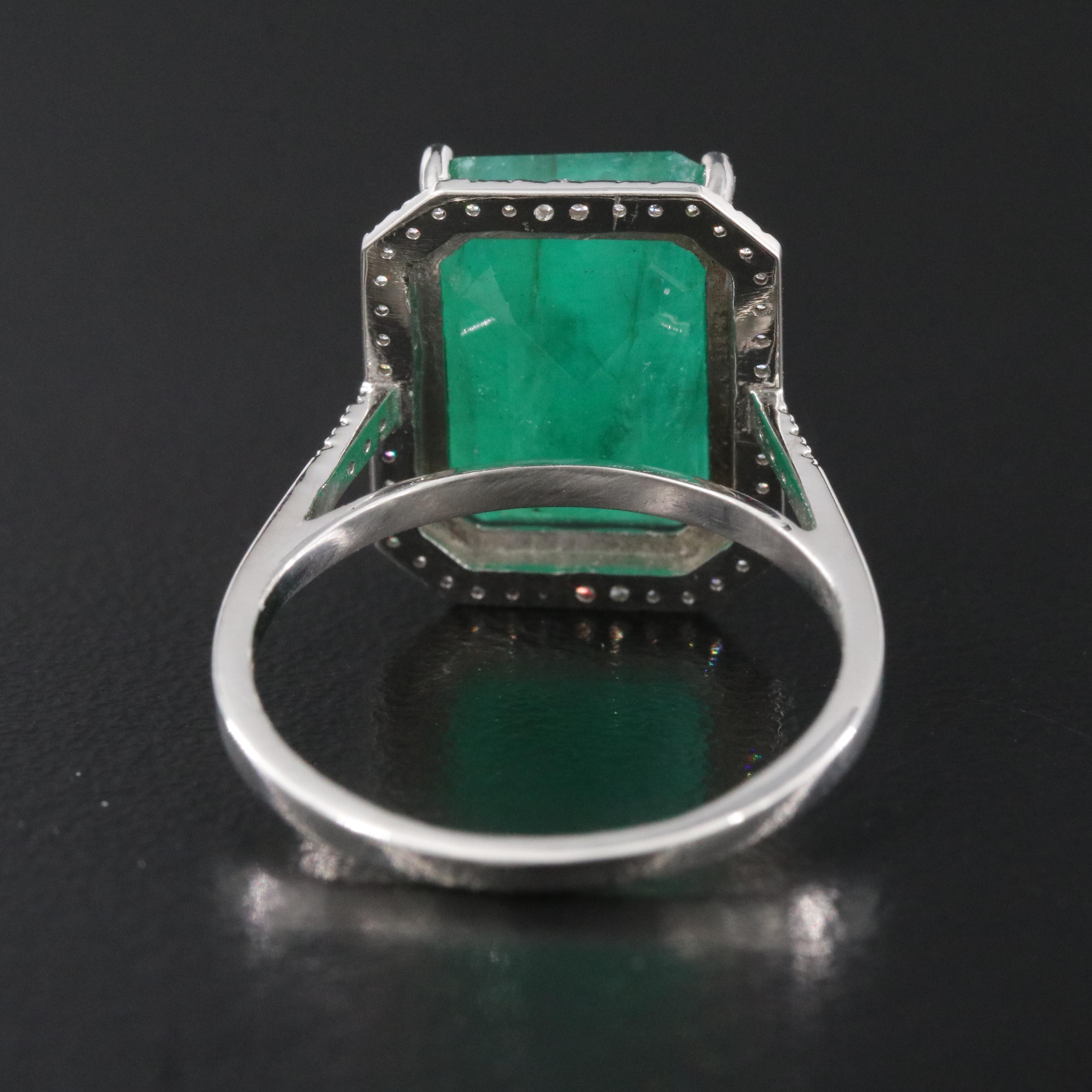 Platinum 7.94 CTW Emerald and 0.21 CTW Diamond Ring