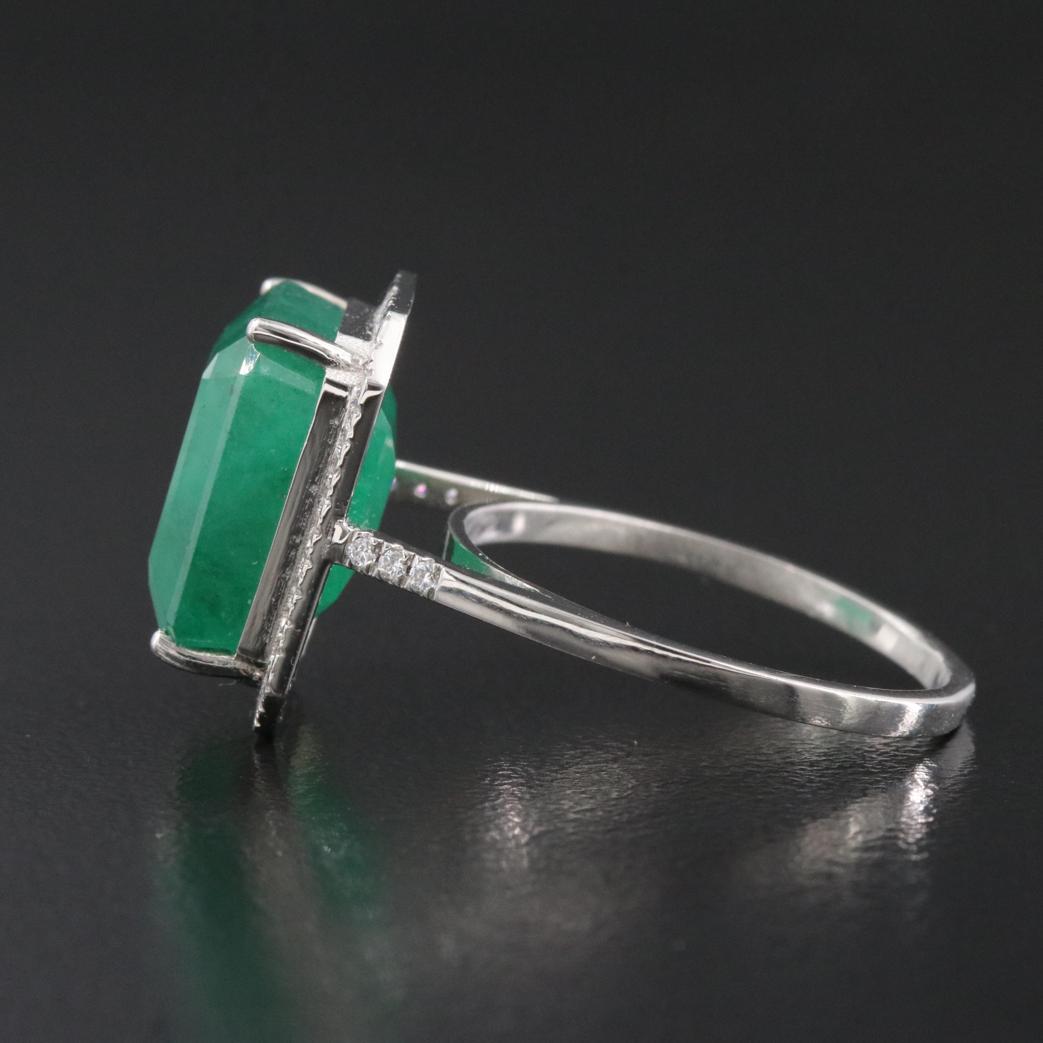 Platinum 7.94 CTW Emerald and 0.21 CTW Diamond Ring