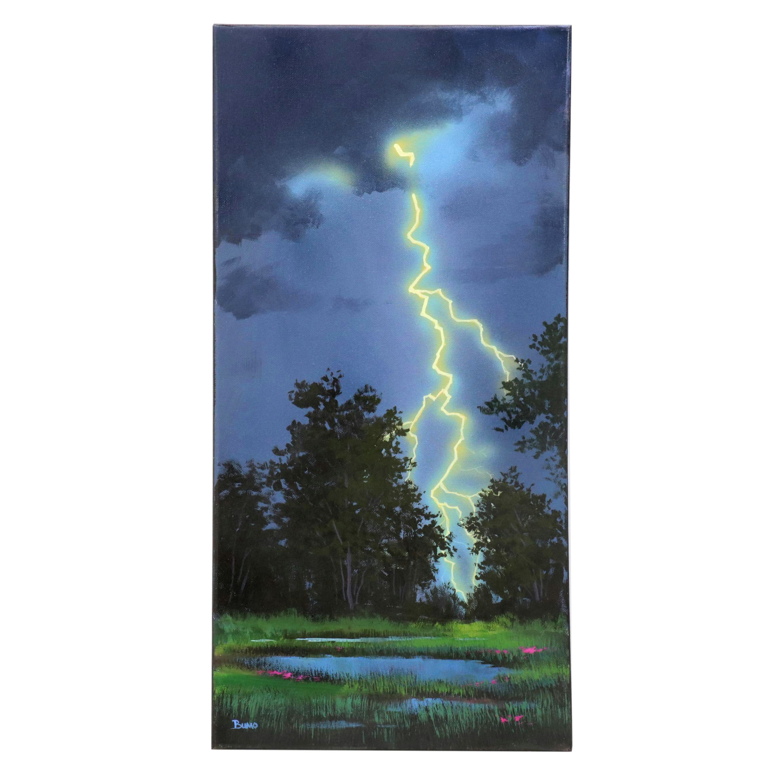 Doug "Bumo" Johnpeer Thunderstorm Landscape Oil Painting, 2025