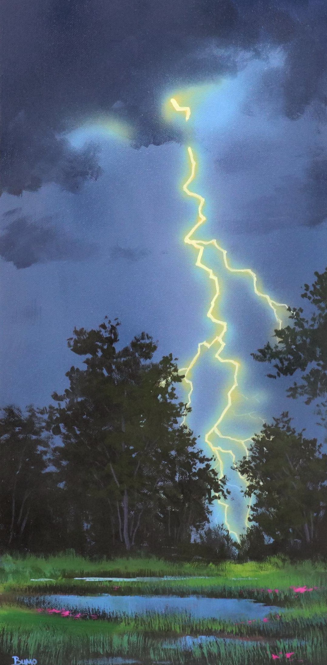 Doug "Bumo" Johnpeer Thunderstorm Landscape Oil Painting, 2025