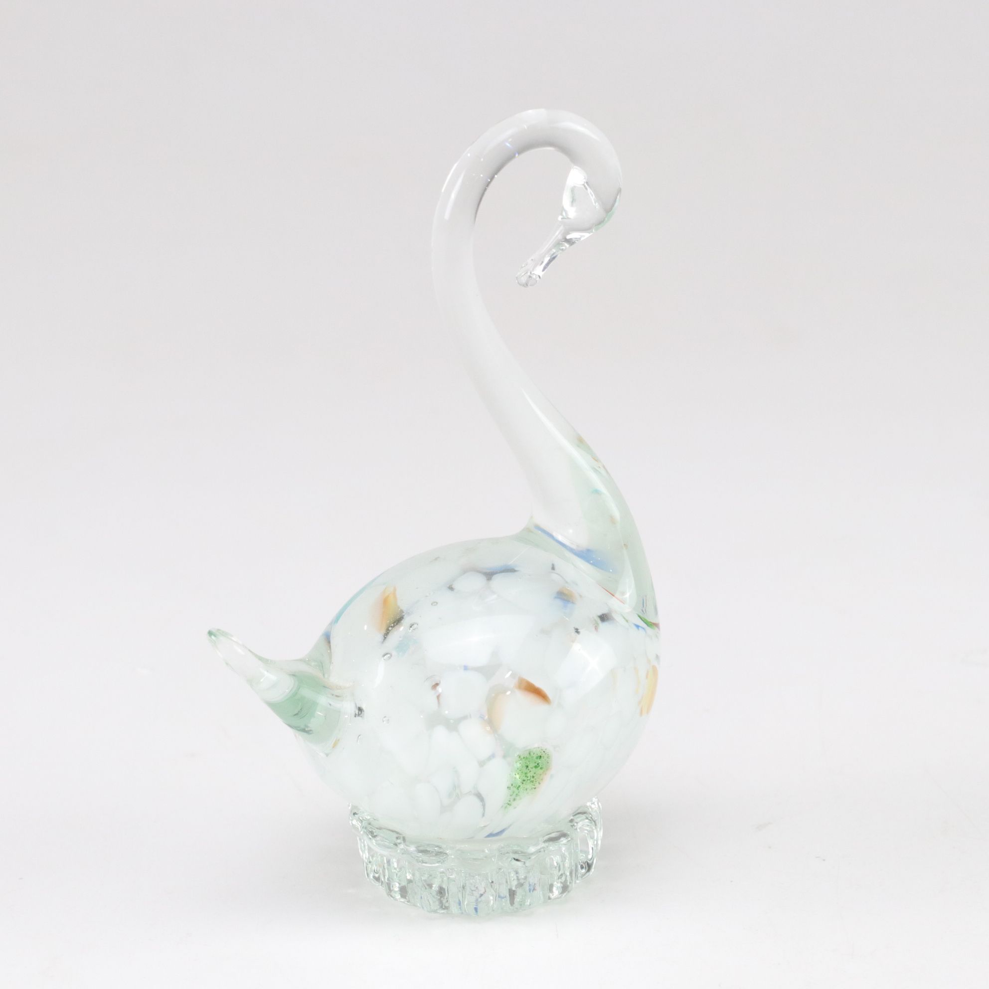 Emerald L.E. Smith Glass Hummel "Goose Girl" With Other Glass Figurines