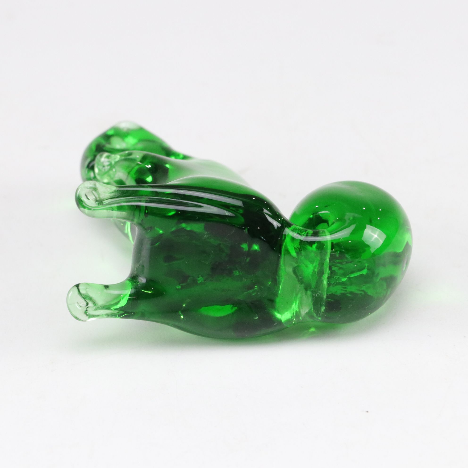 Emerald L.E. Smith Glass Hummel "Goose Girl" With Other Glass Figurines