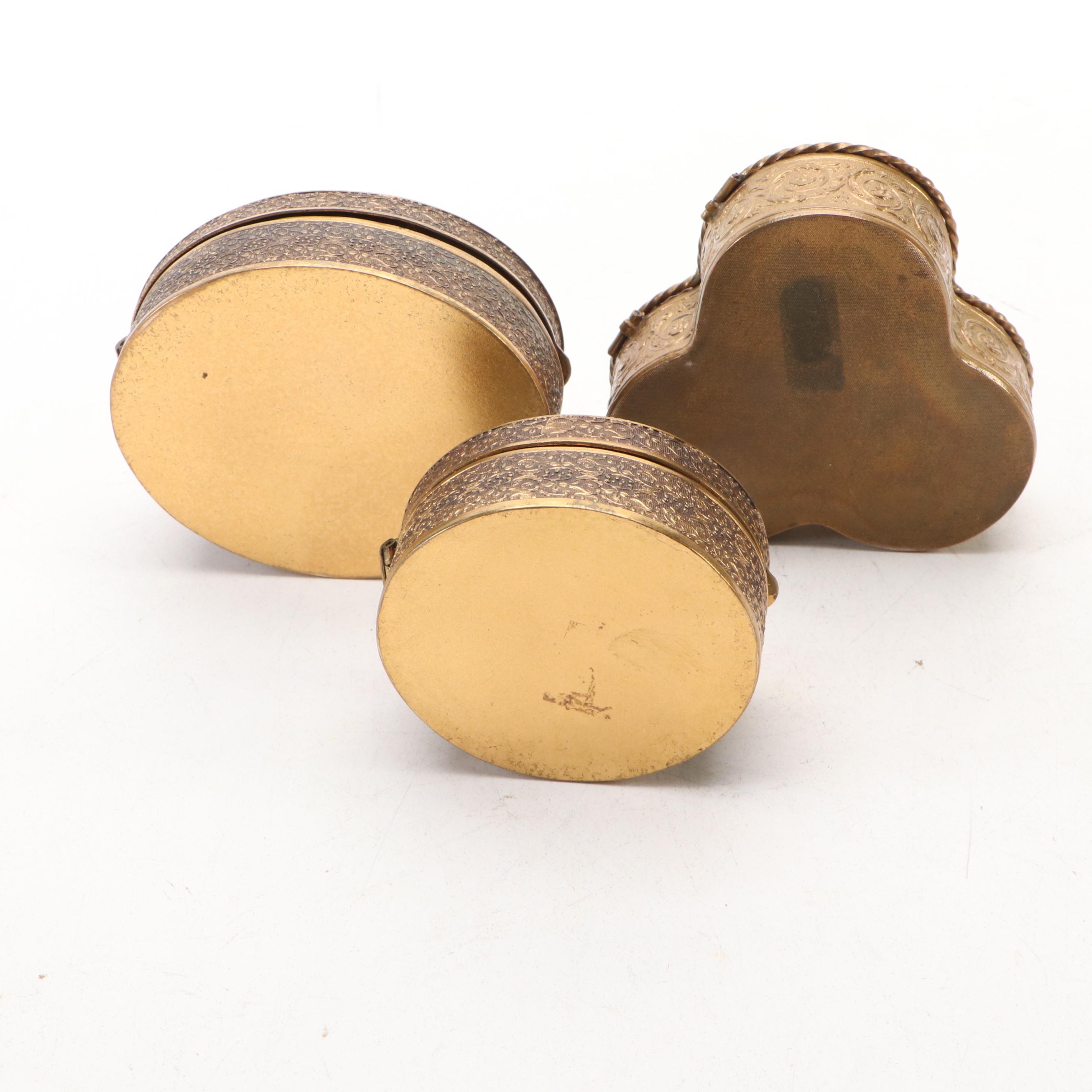 French Style Miniature Portrait Gilt Metal Jewelry Boxes