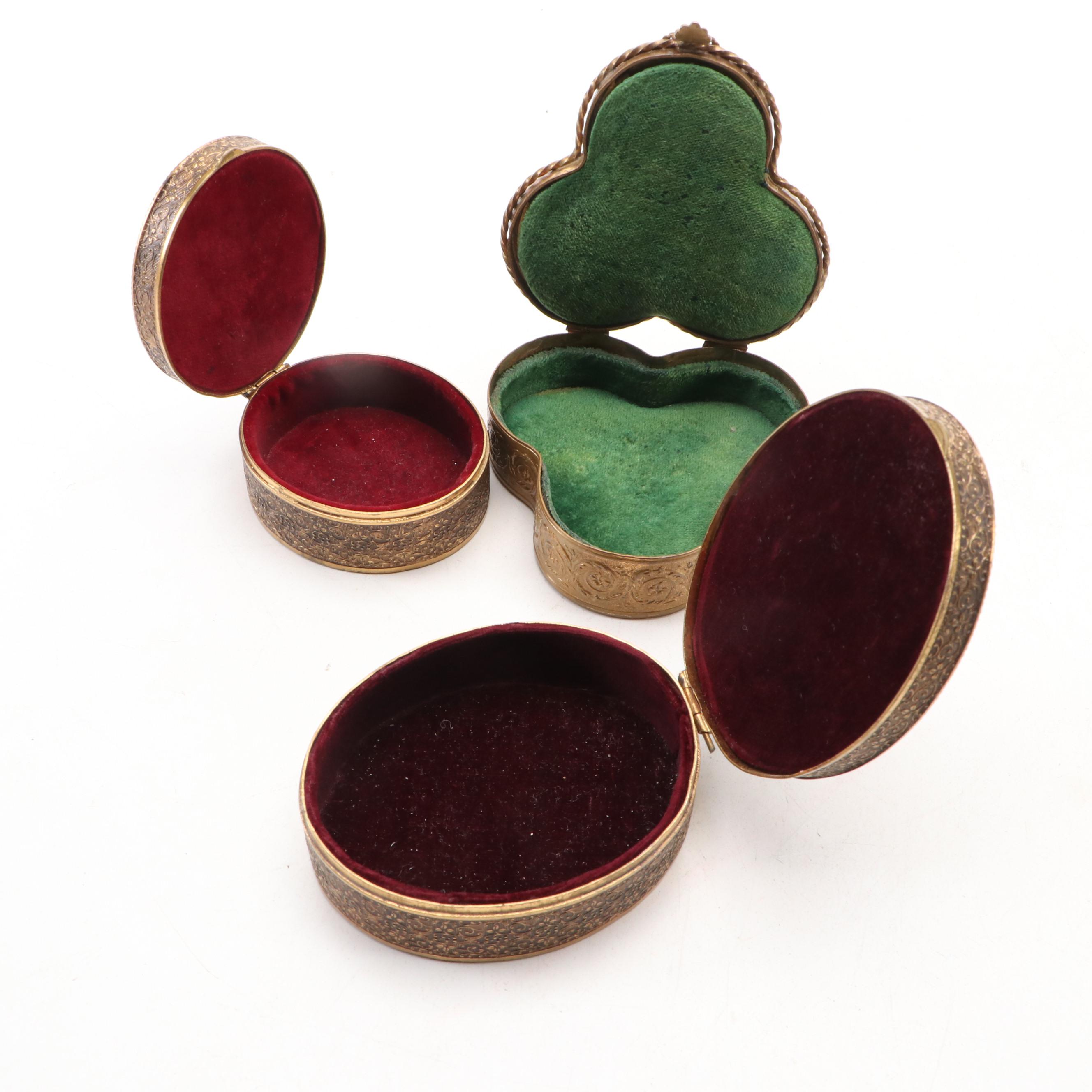 French Style Miniature Portrait Gilt Metal Jewelry Boxes