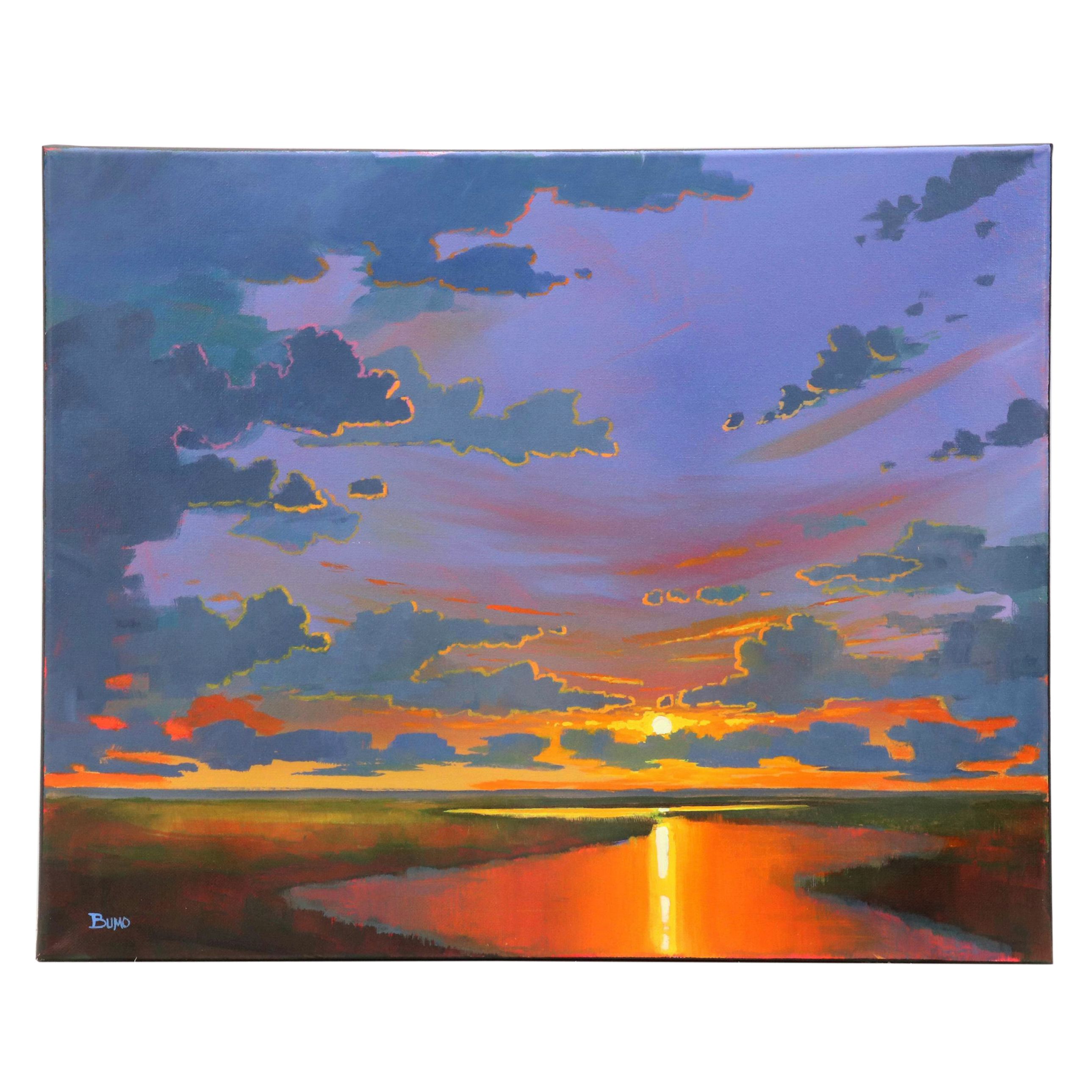 Doug "Bumo" Johnpeer Sunset Landscape Oil Painting, 2025