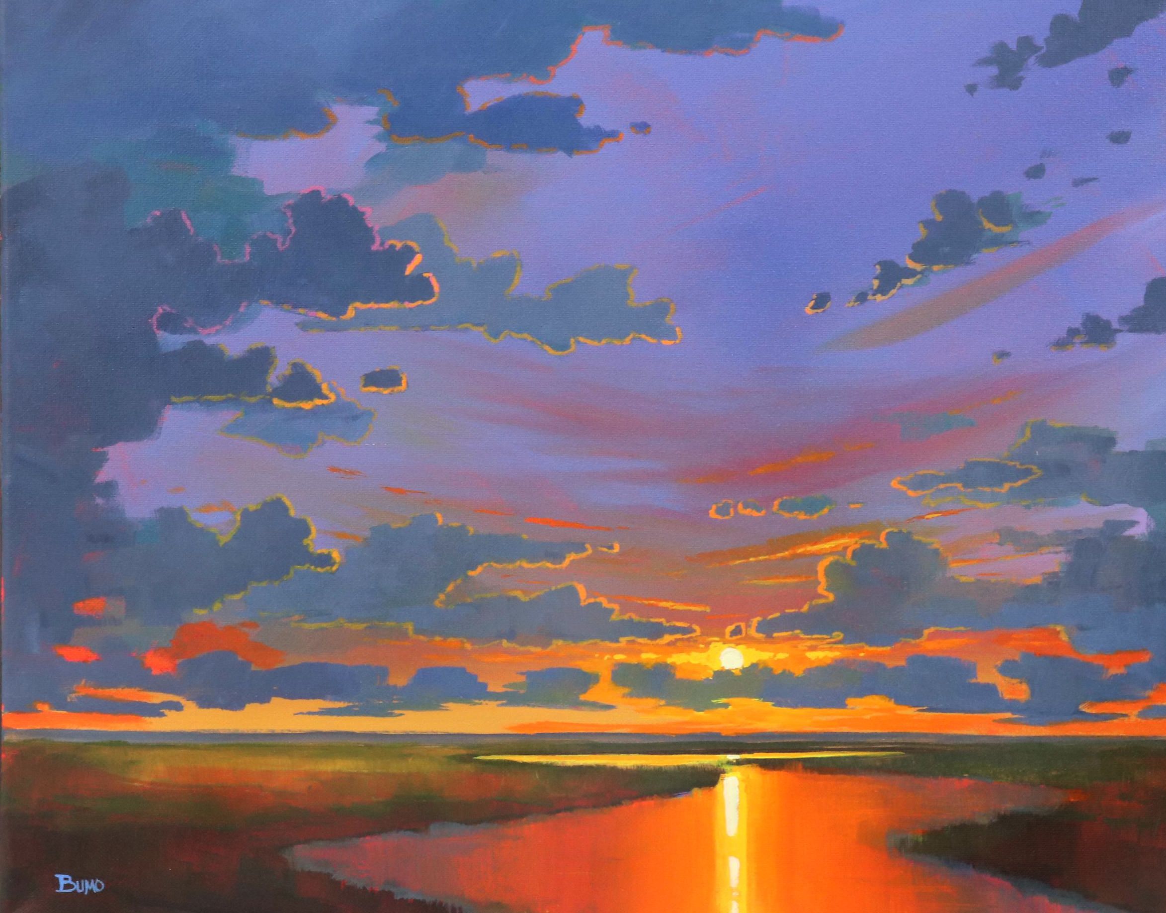 Doug "Bumo" Johnpeer Sunset Landscape Oil Painting, 2025