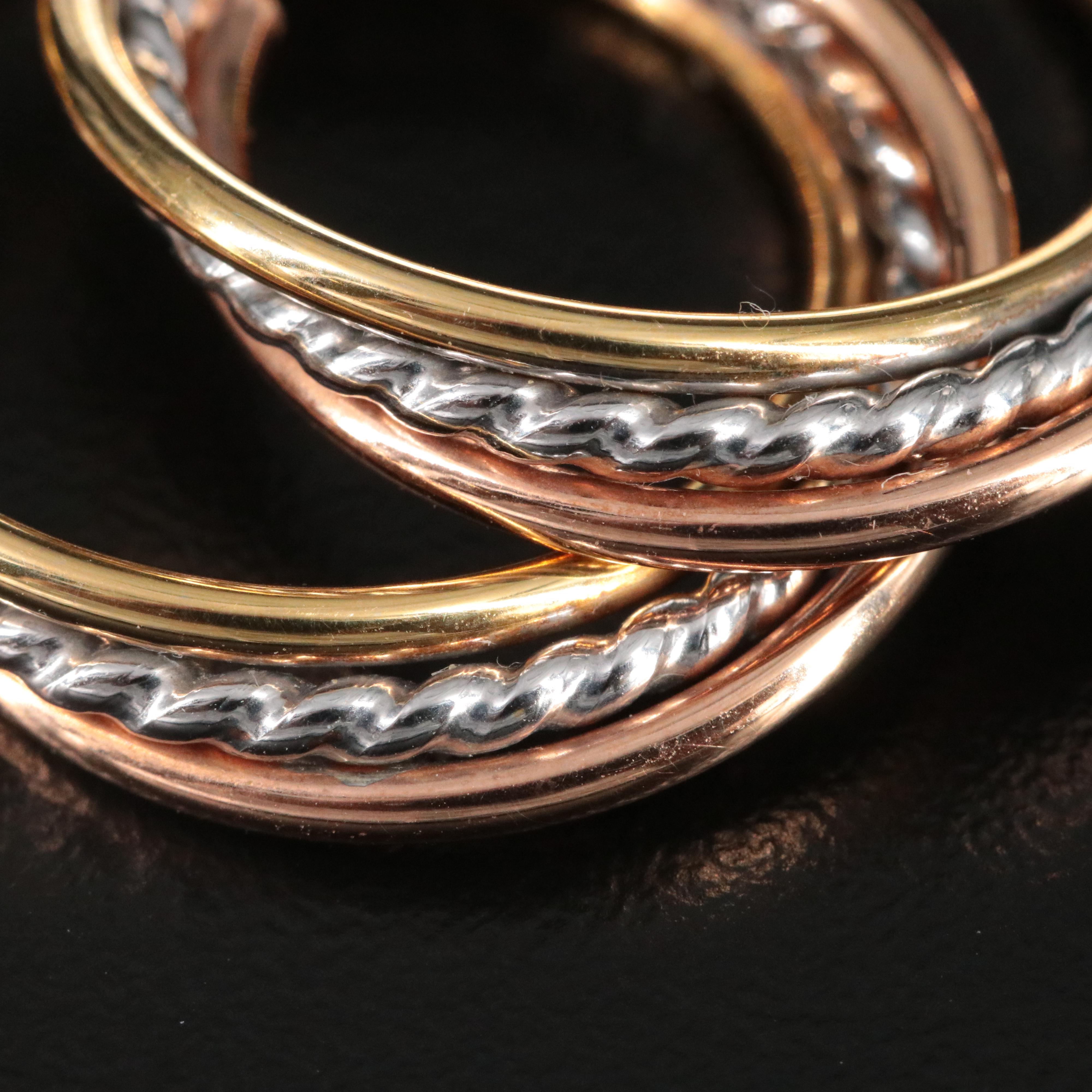 Italian 14K Tri-Color Twist Hoops