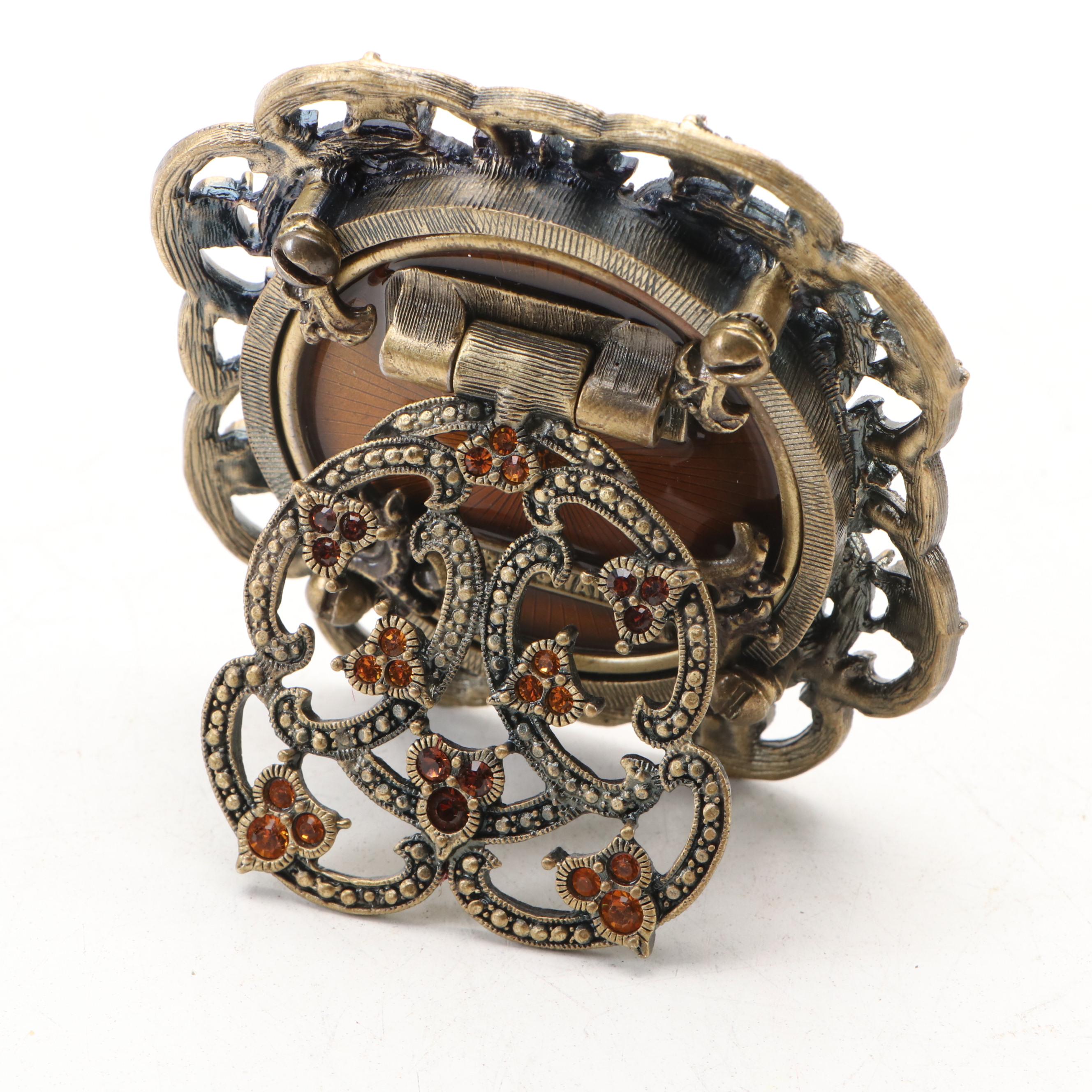 Jay Strongwater Embellished Brass Picture Frame, Box and Magnifying Glass