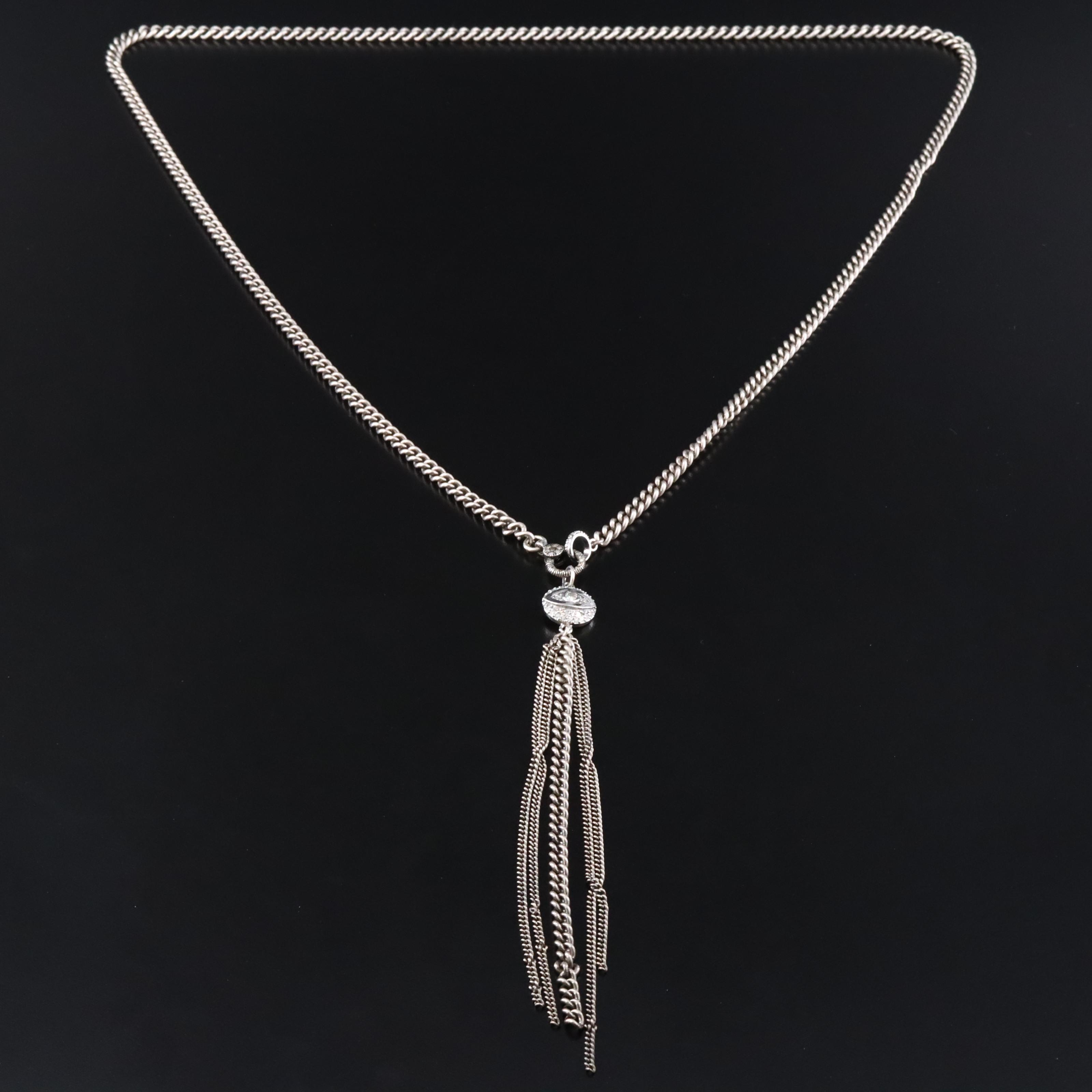 Sheryl Lowe Sterling Diamond Evil Eye Tassel Necklace