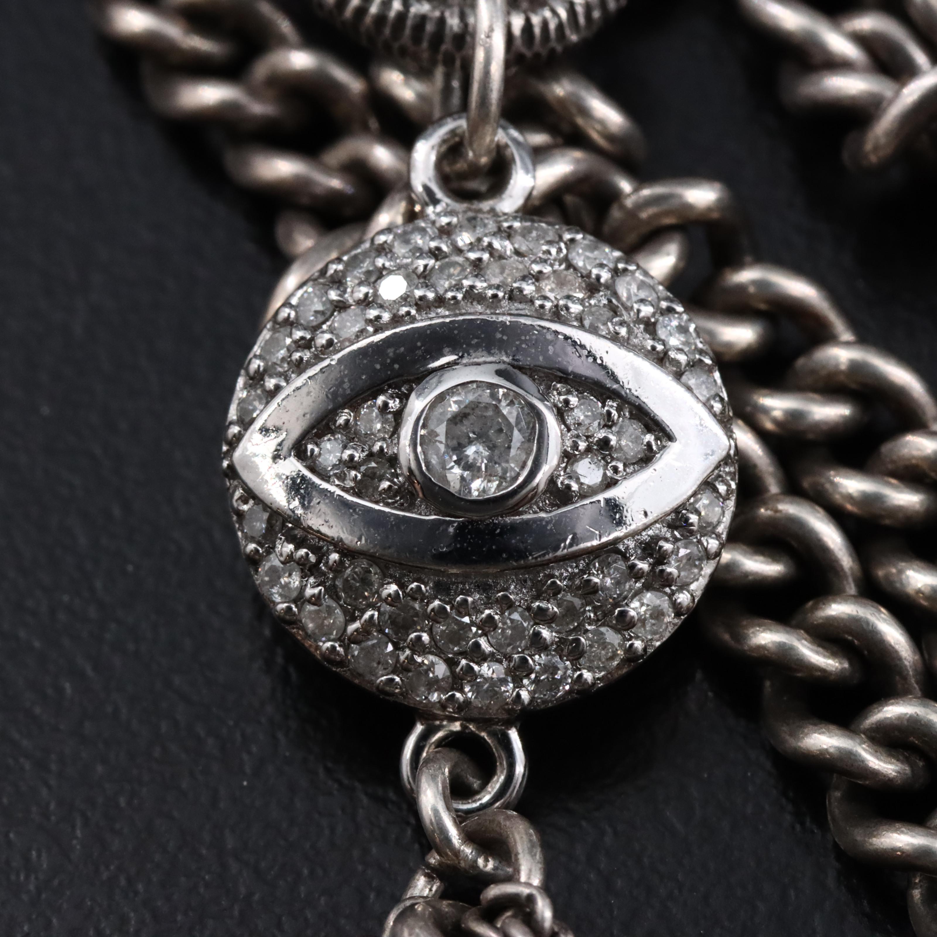 Sheryl Lowe Sterling Diamond Evil Eye Tassel Necklace