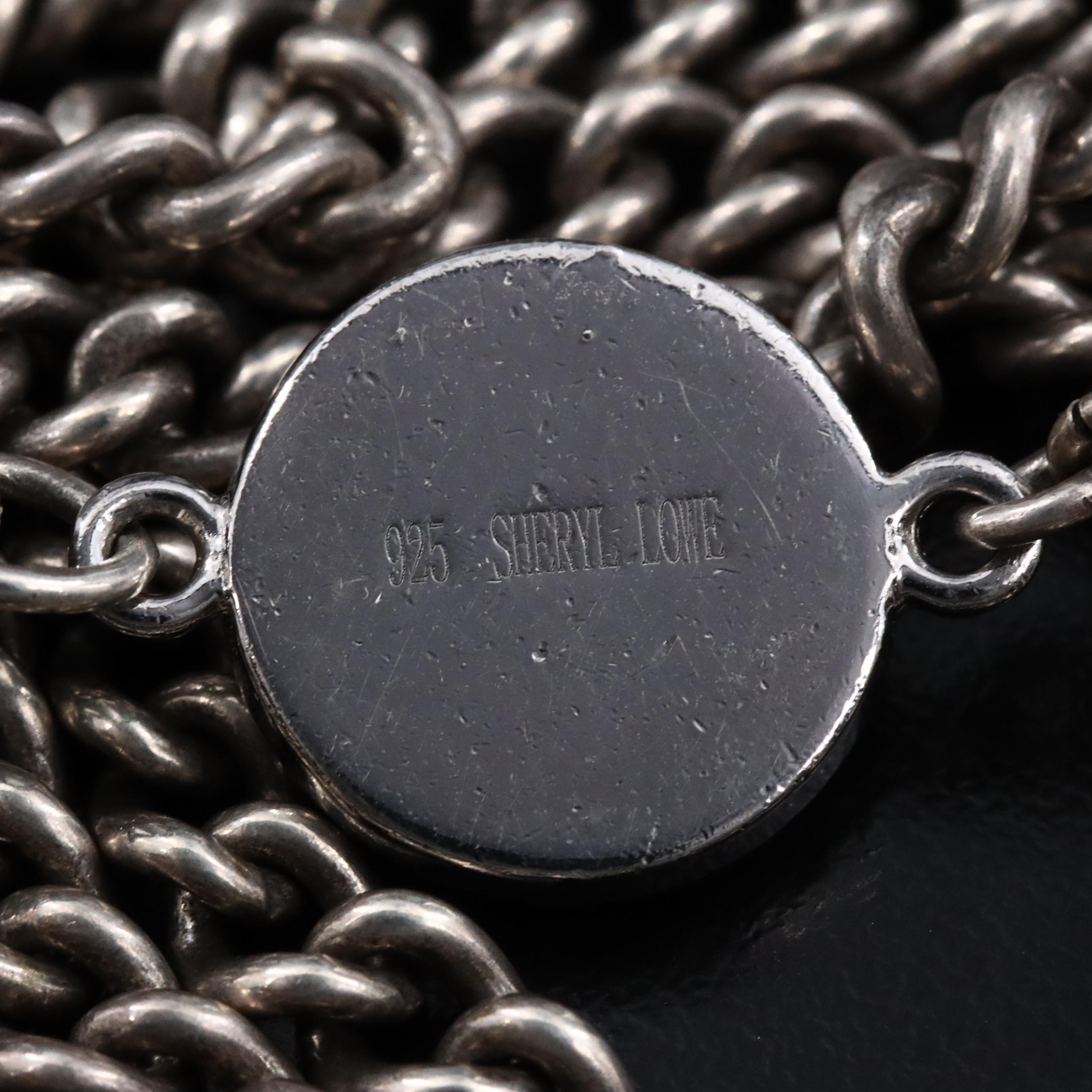 Sheryl Lowe Sterling Diamond Evil Eye Tassel Necklace