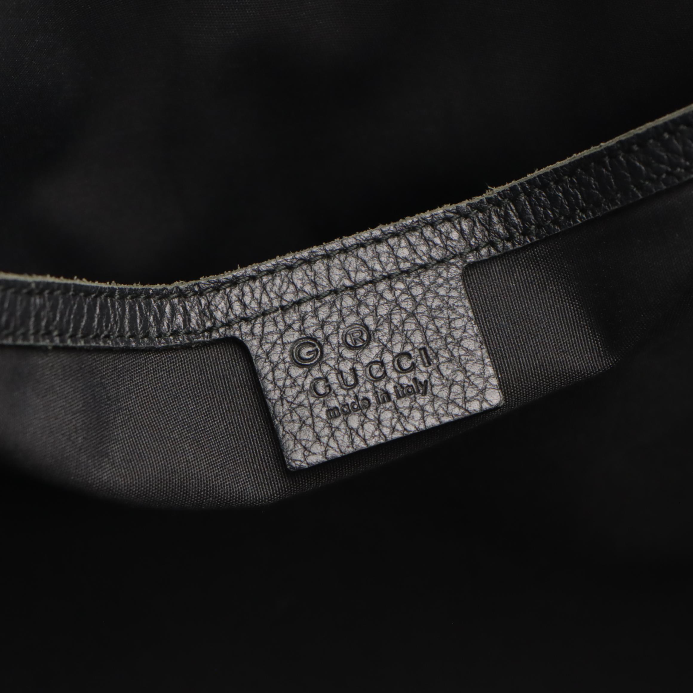 Gucci Black GG Jacquard Canvas and Leather Tote