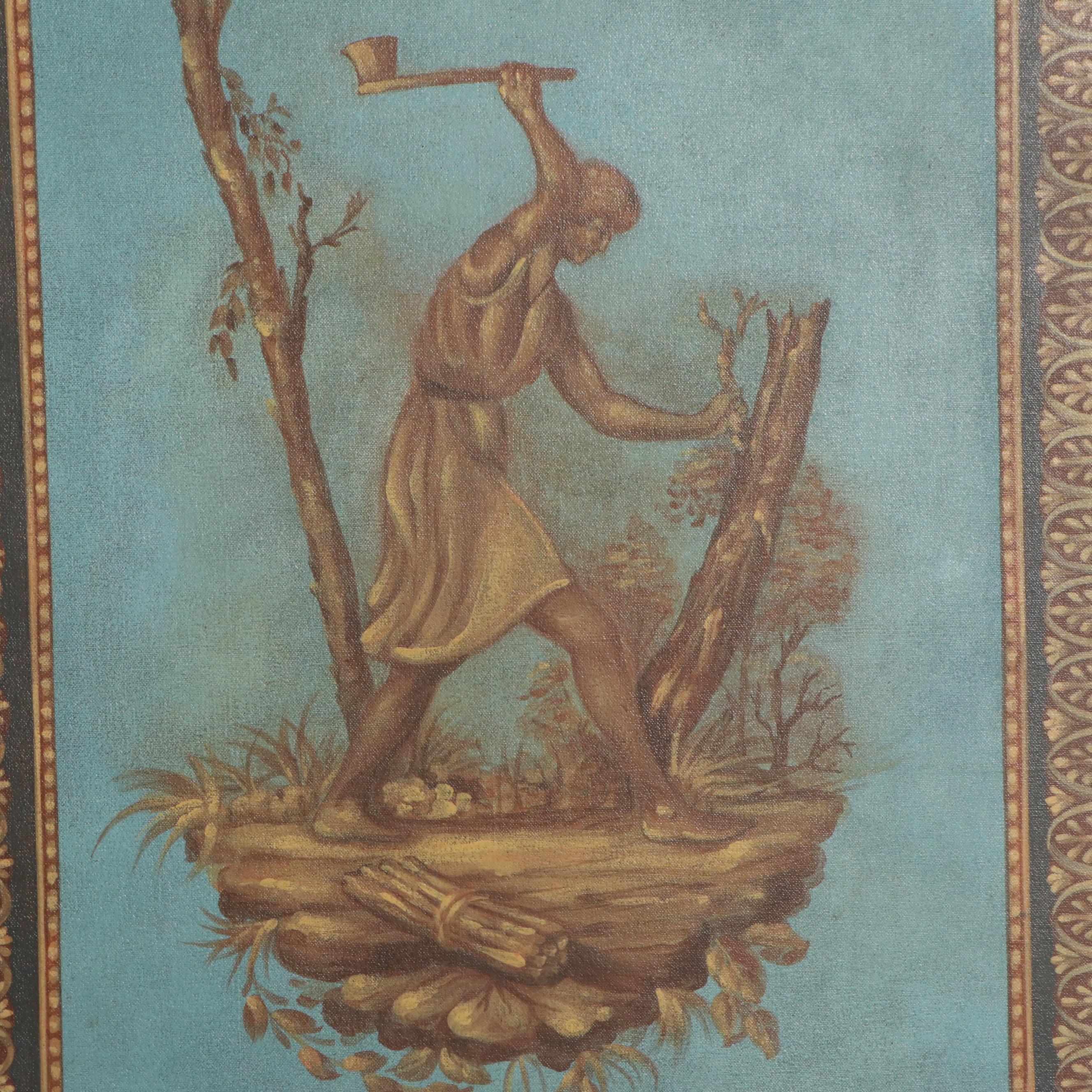 Maitland-Smith Neoclassical Style Hand-Painted Three-Panel Room Divider