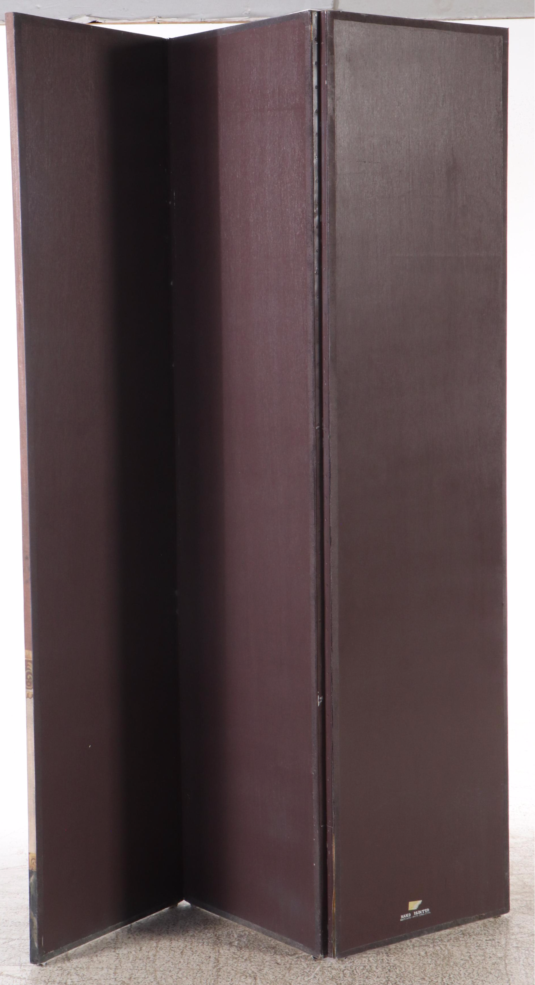 Maitland-Smith Neoclassical Style Hand-Painted Three-Panel Room Divider