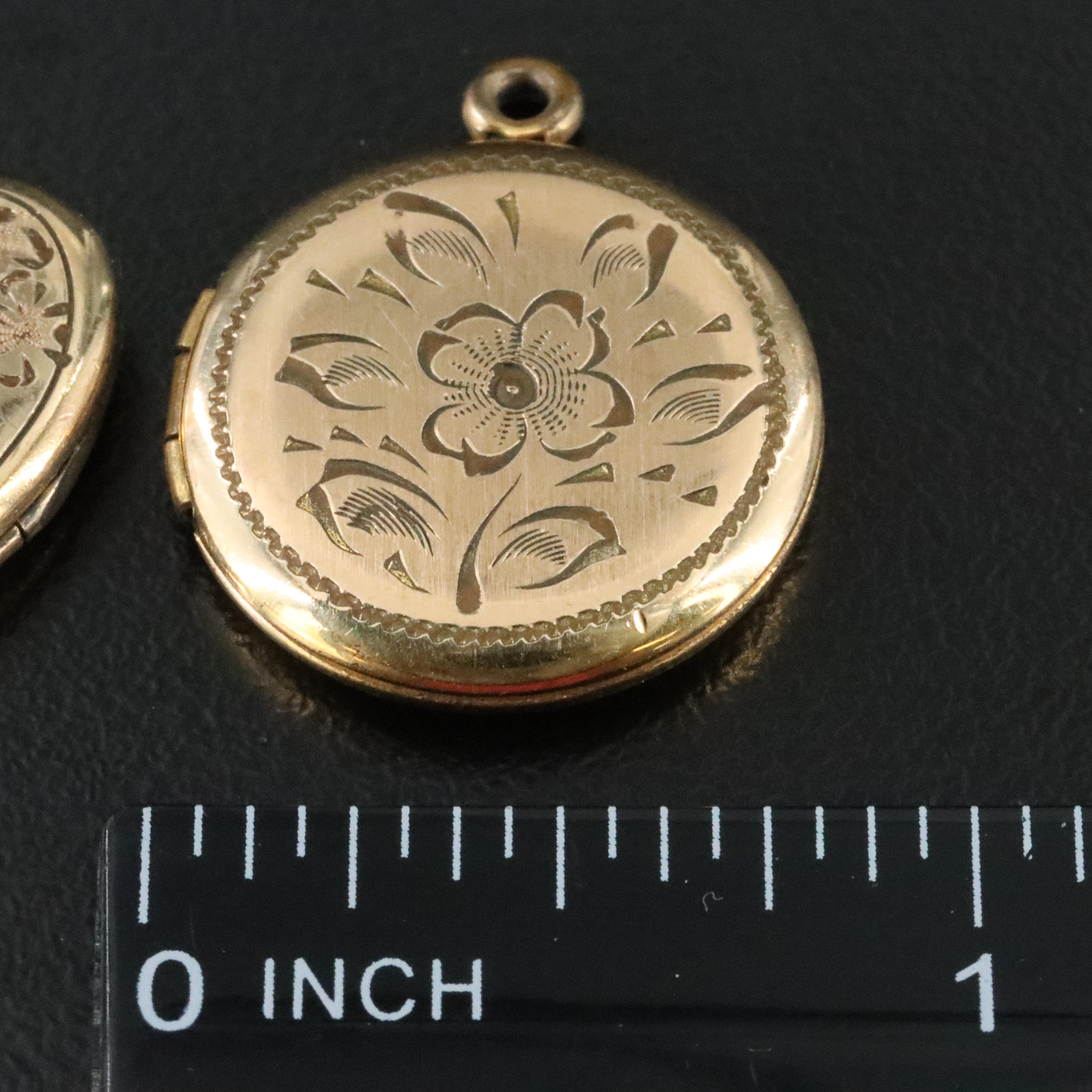 Vintage Gold-Filled Photo Lockets Including H.F. Barrows Co. and Diamond