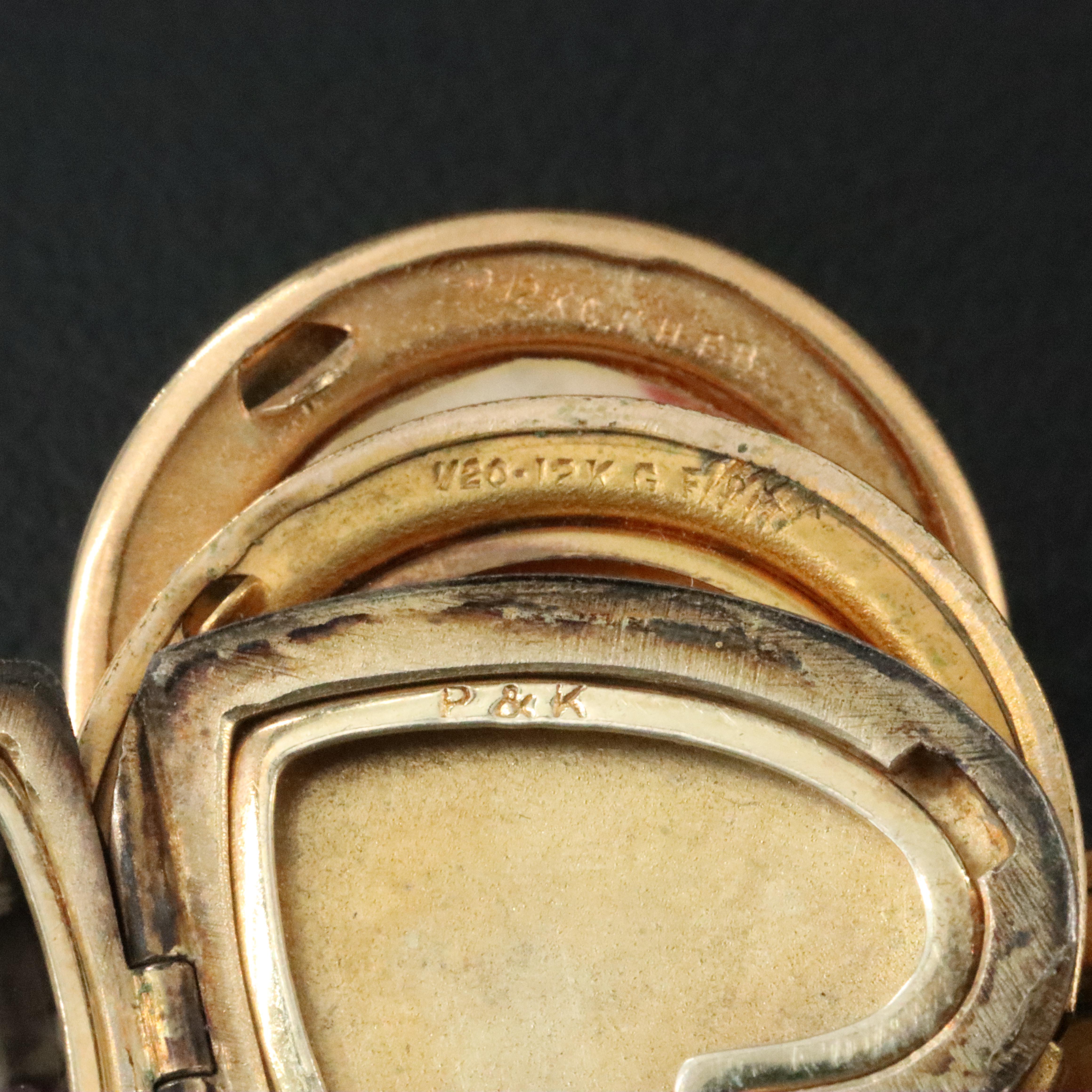 Vintage Gold-Filled Photo Lockets Including H.F. Barrows Co. and Diamond