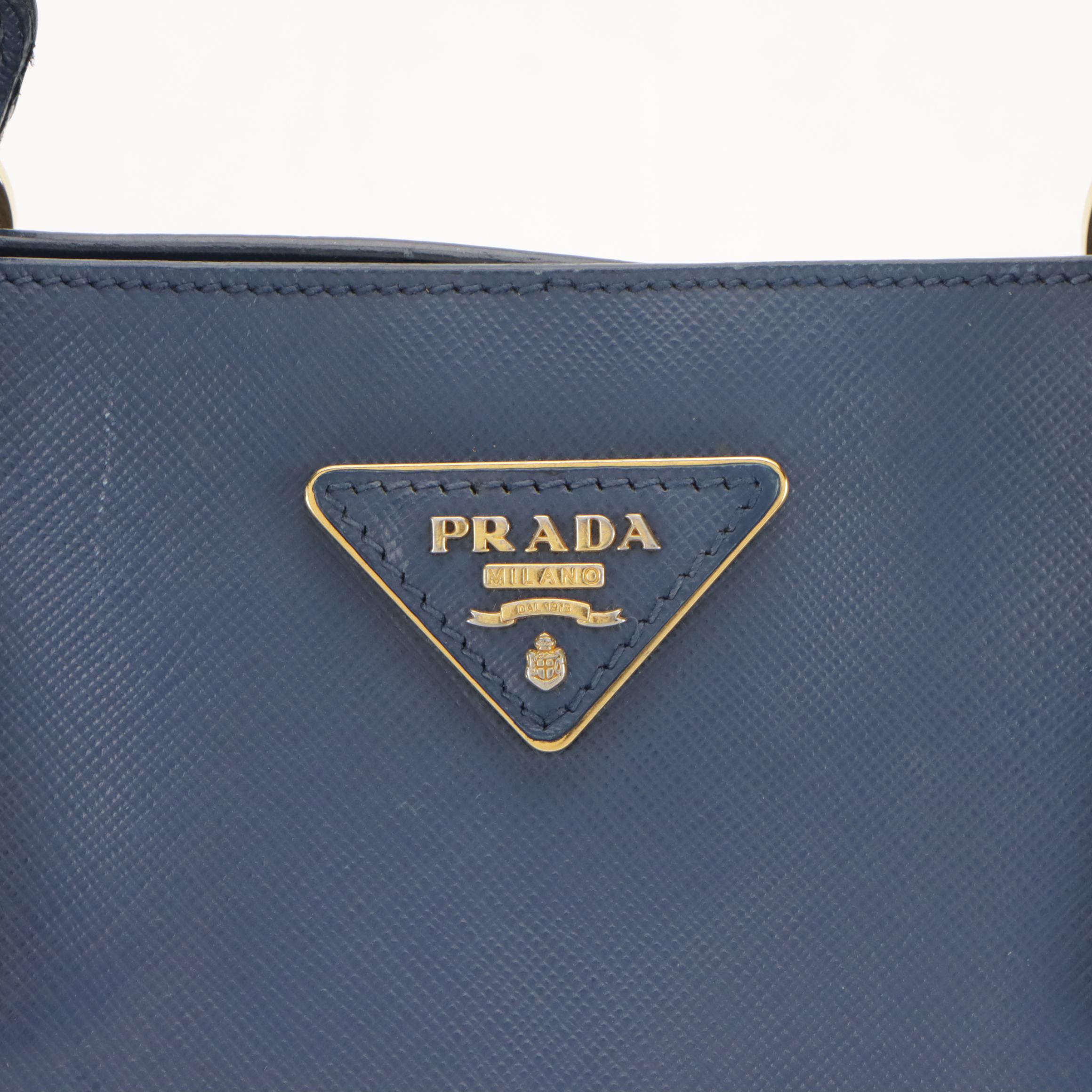 Prada Large Galleria Two-Way Tote in Blue Saffiano Leather