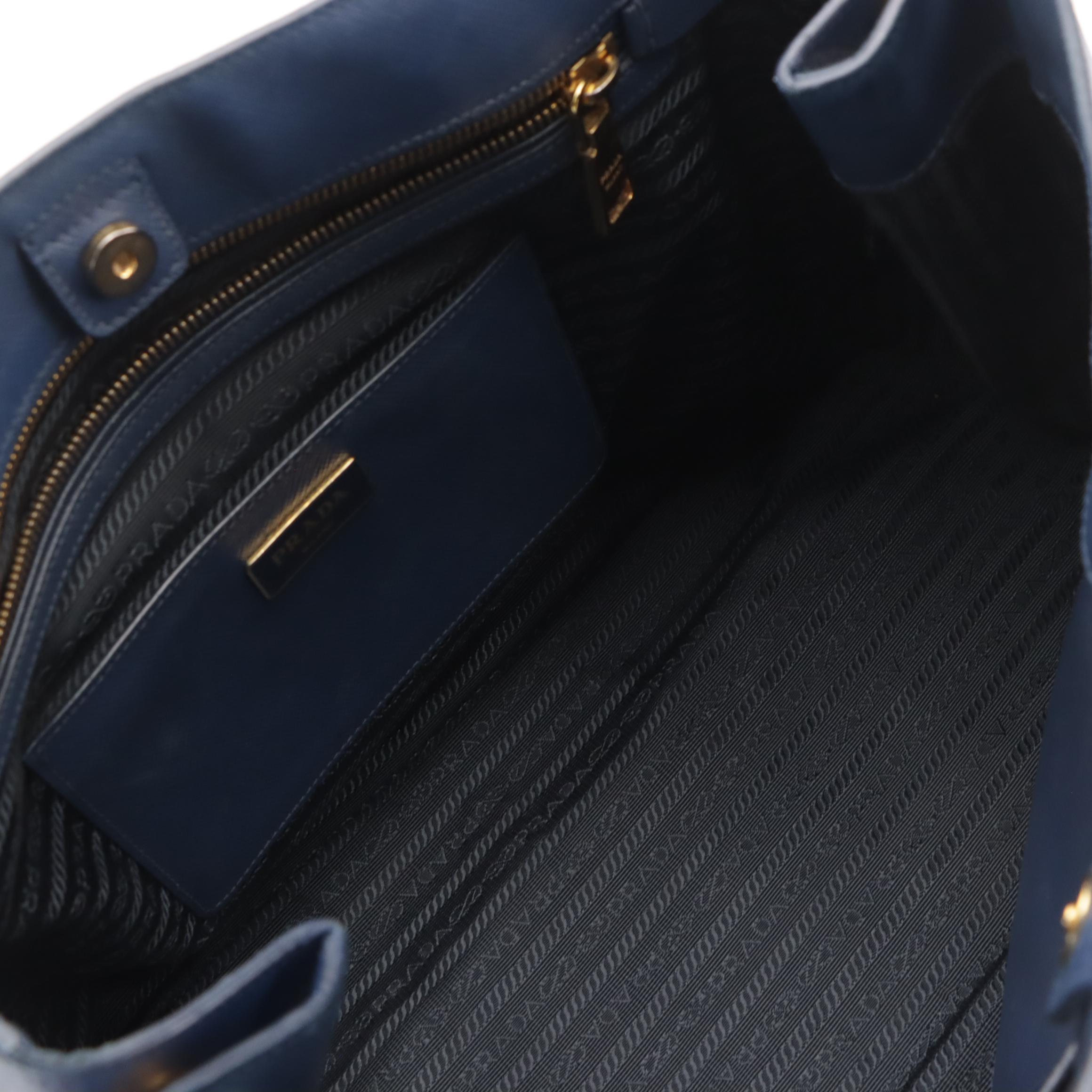 Prada Large Galleria Two-Way Tote in Blue Saffiano Leather