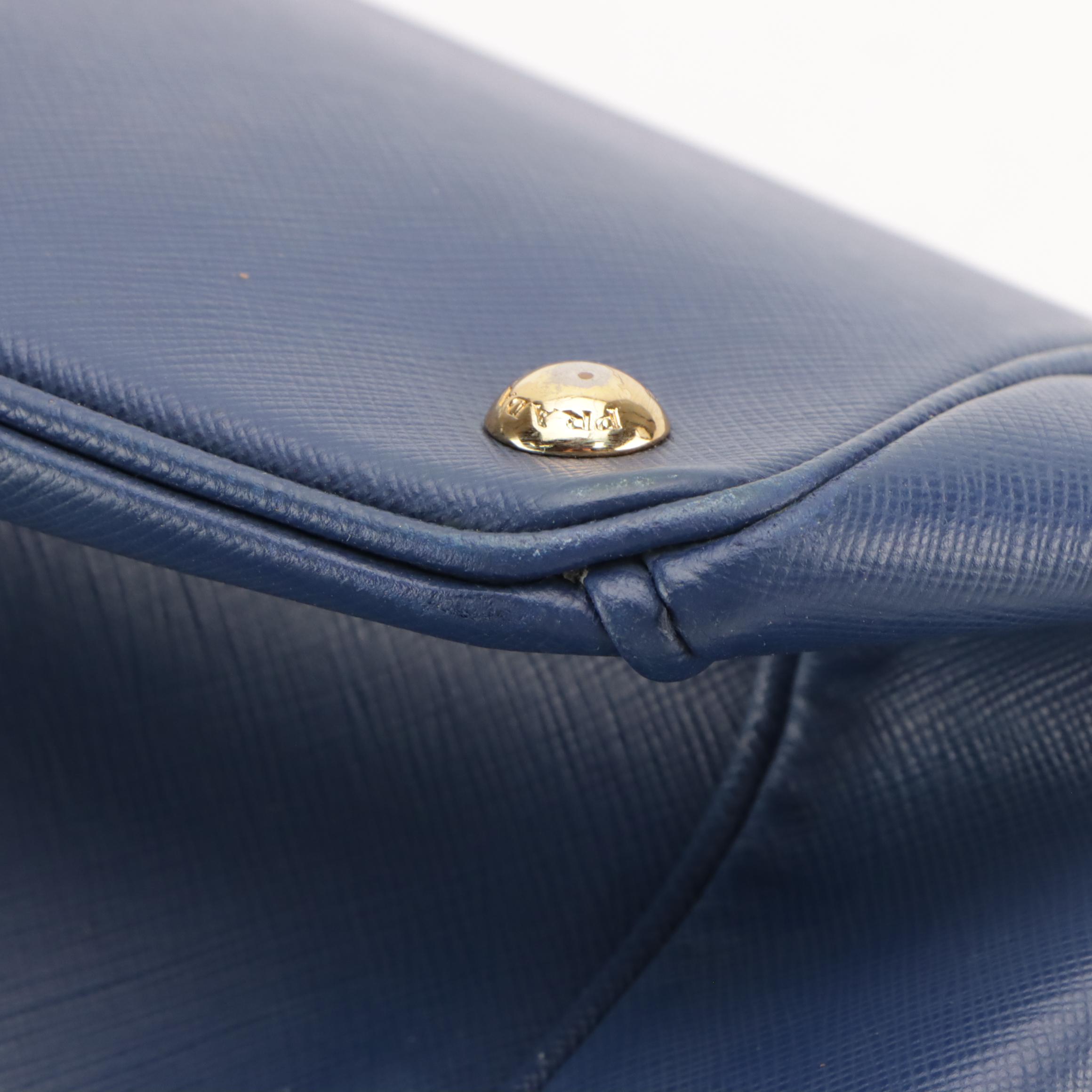 Prada Large Galleria Two-Way Tote in Blue Saffiano Leather