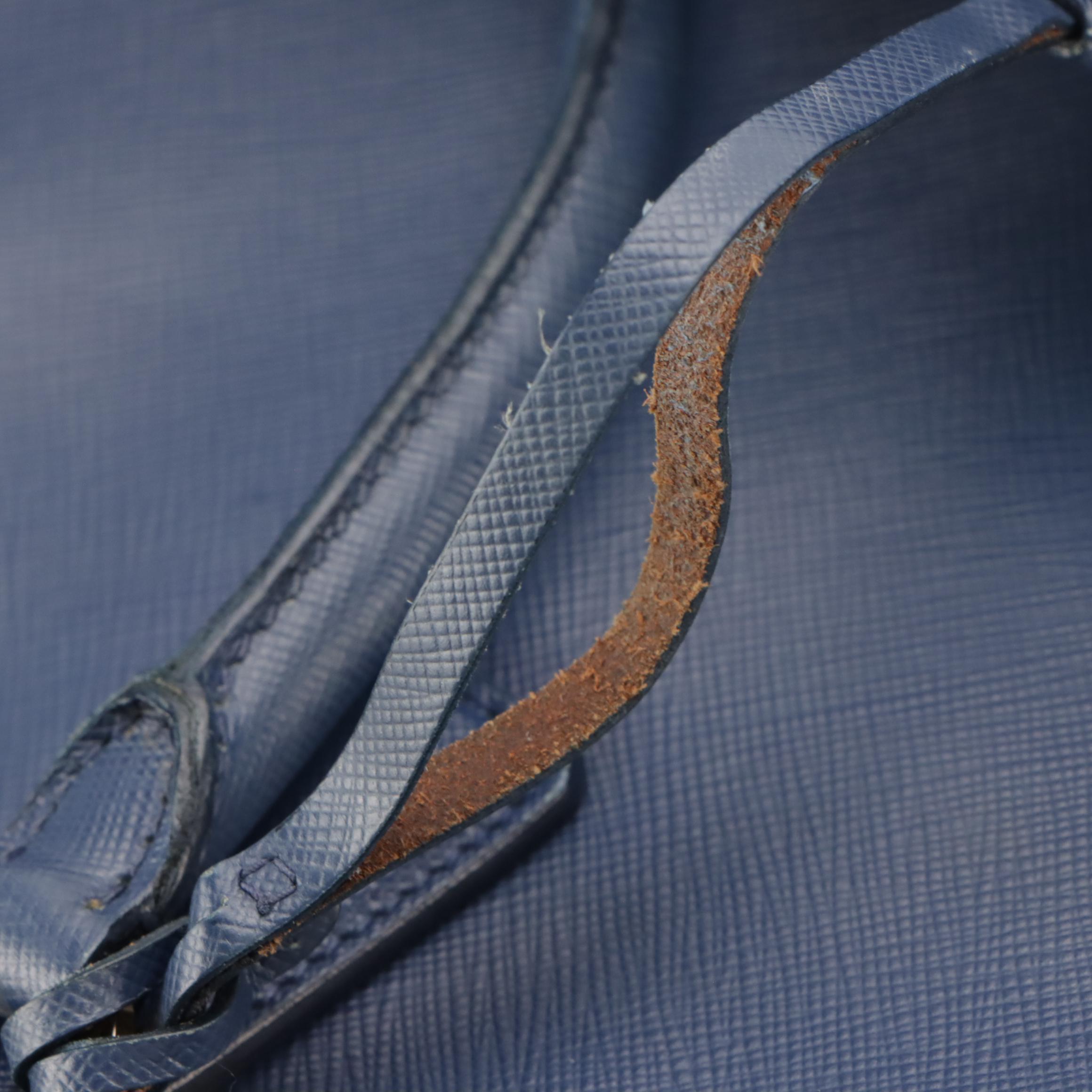 Prada Large Galleria Two-Way Tote in Blue Saffiano Leather