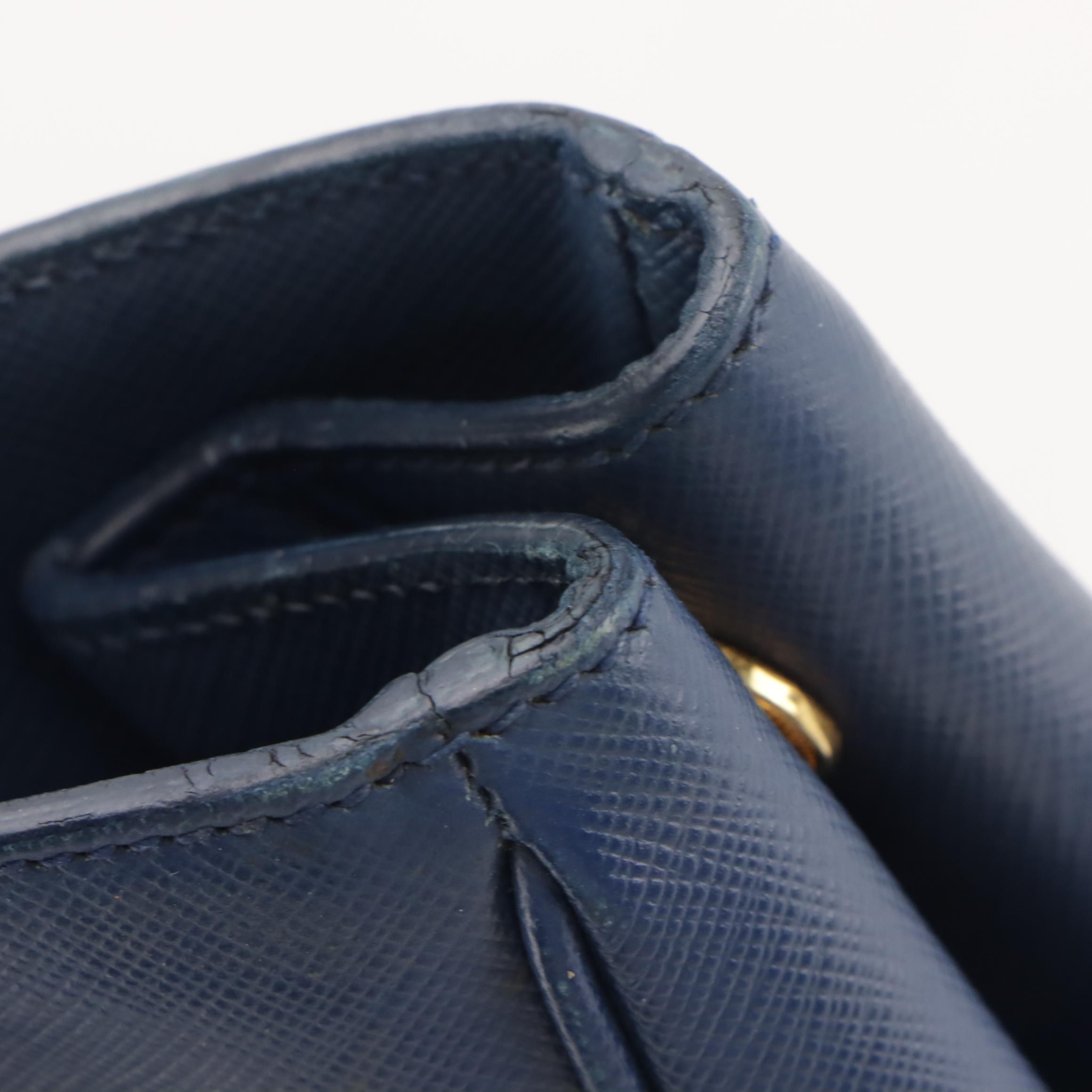 Prada Large Galleria Two-Way Tote in Blue Saffiano Leather