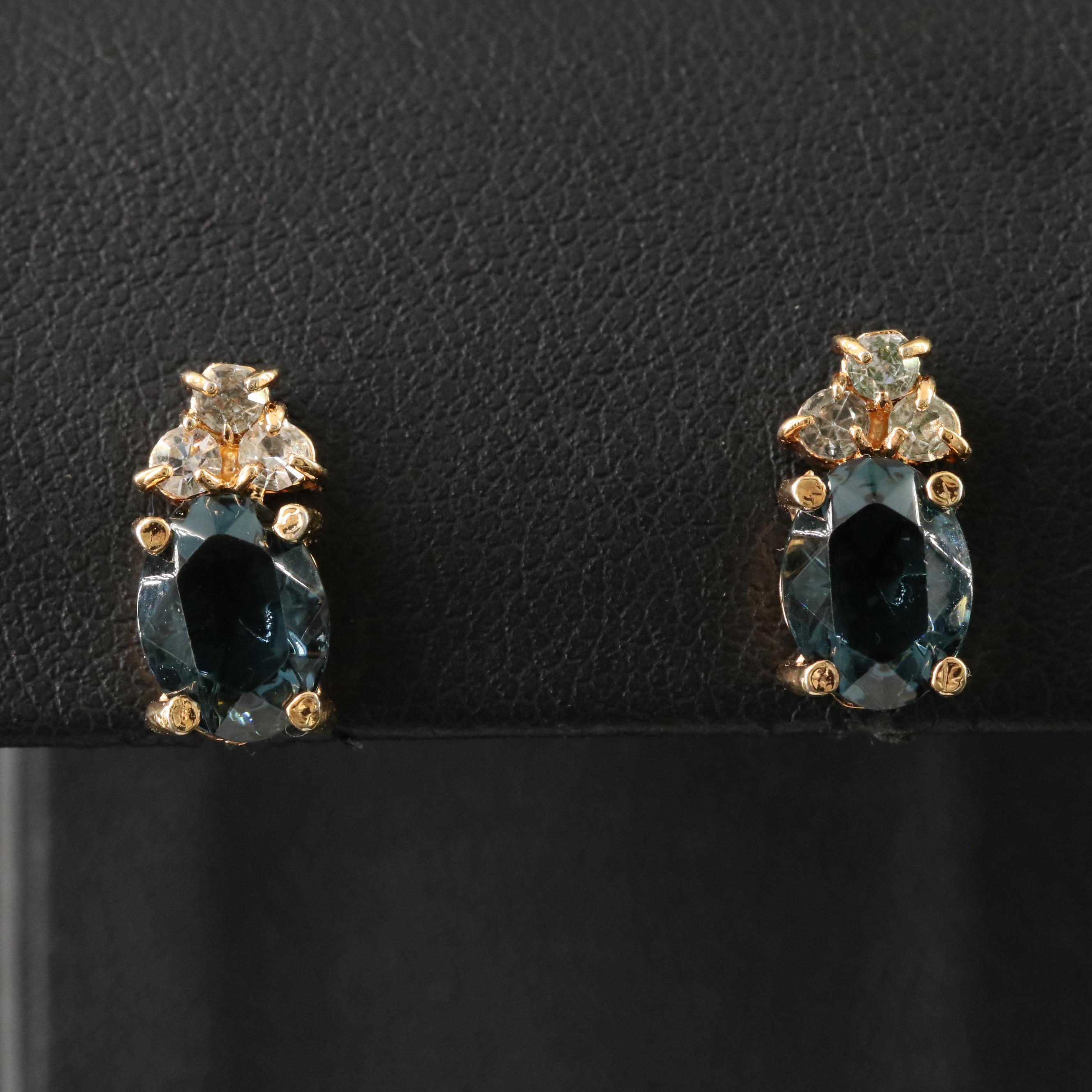 Glass and Rhinestone Earrings