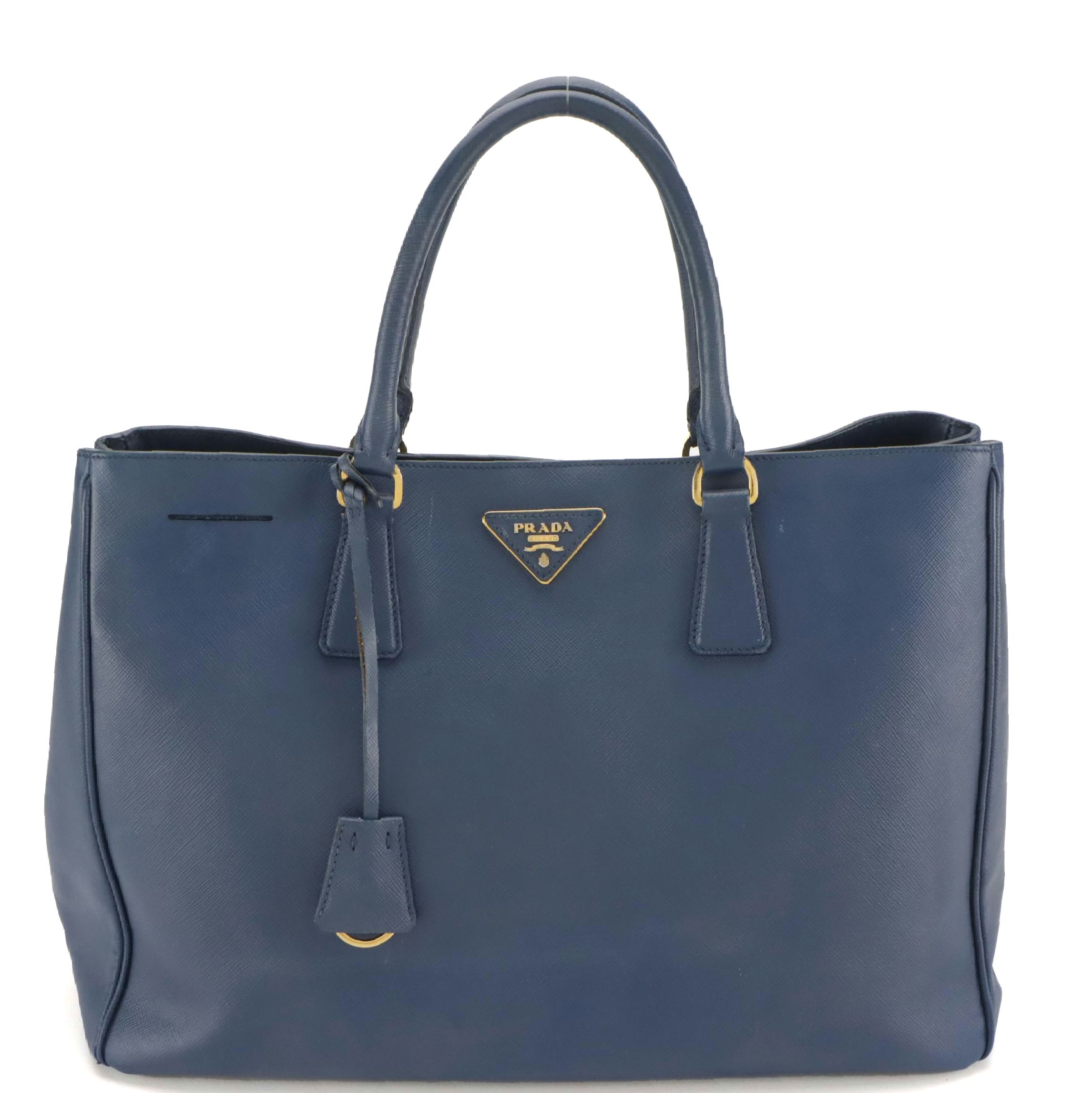 Prada Large Galleria Two-Way Tote in Blue Saffiano Leather