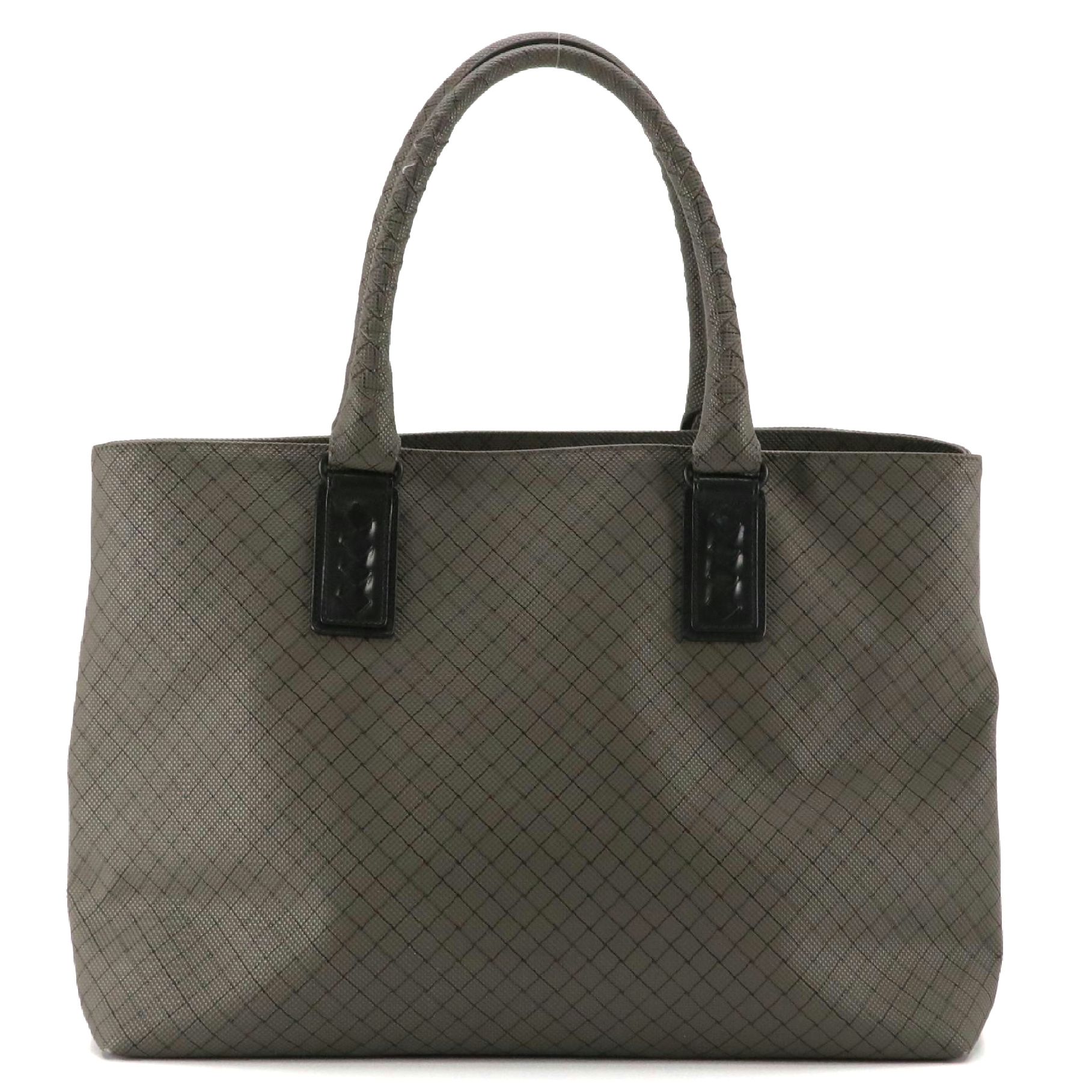Bottega Veneta Marco Polo Intreccio Jet Tote in Gray Rubberized PVC