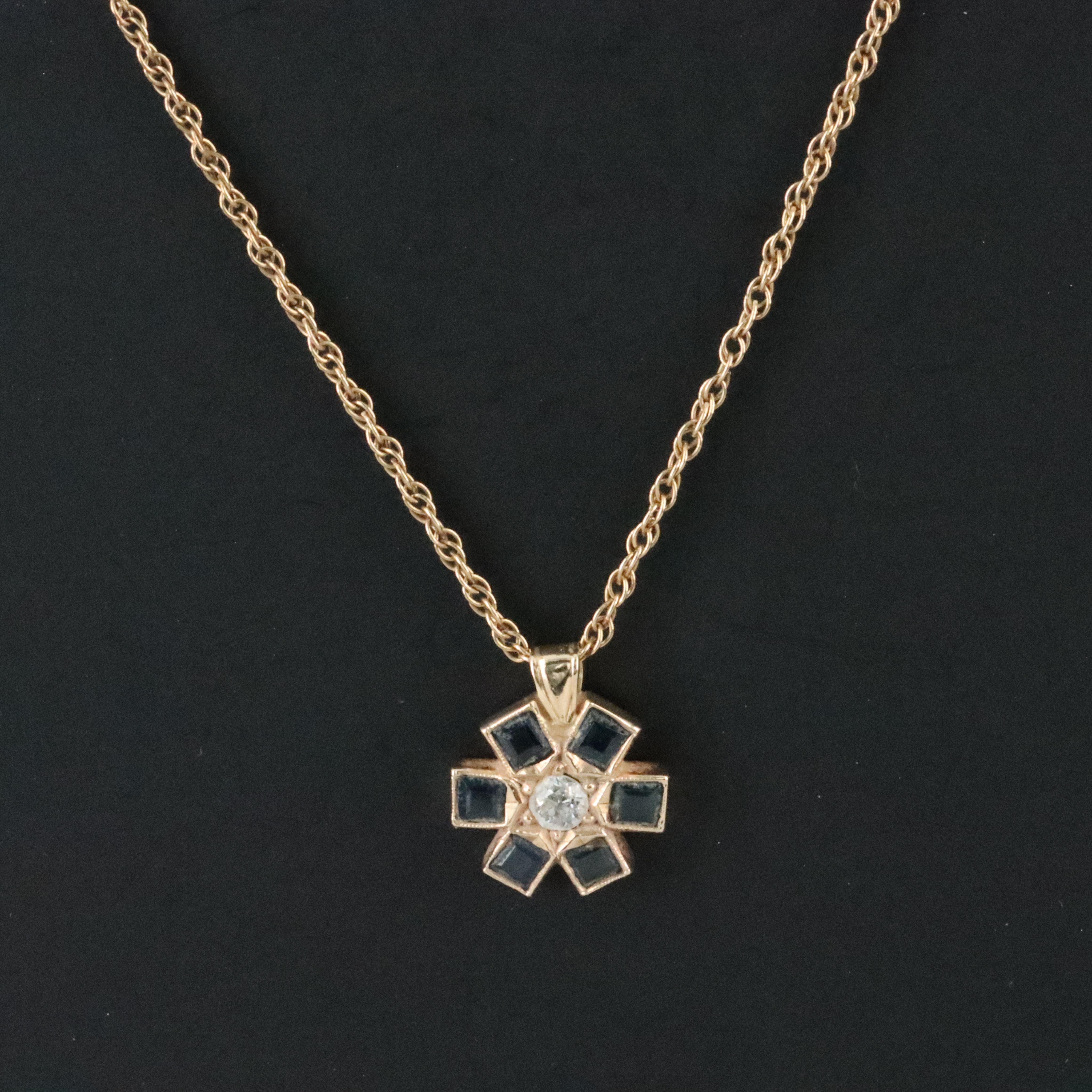 10K Sapphire and Diamond Necklace