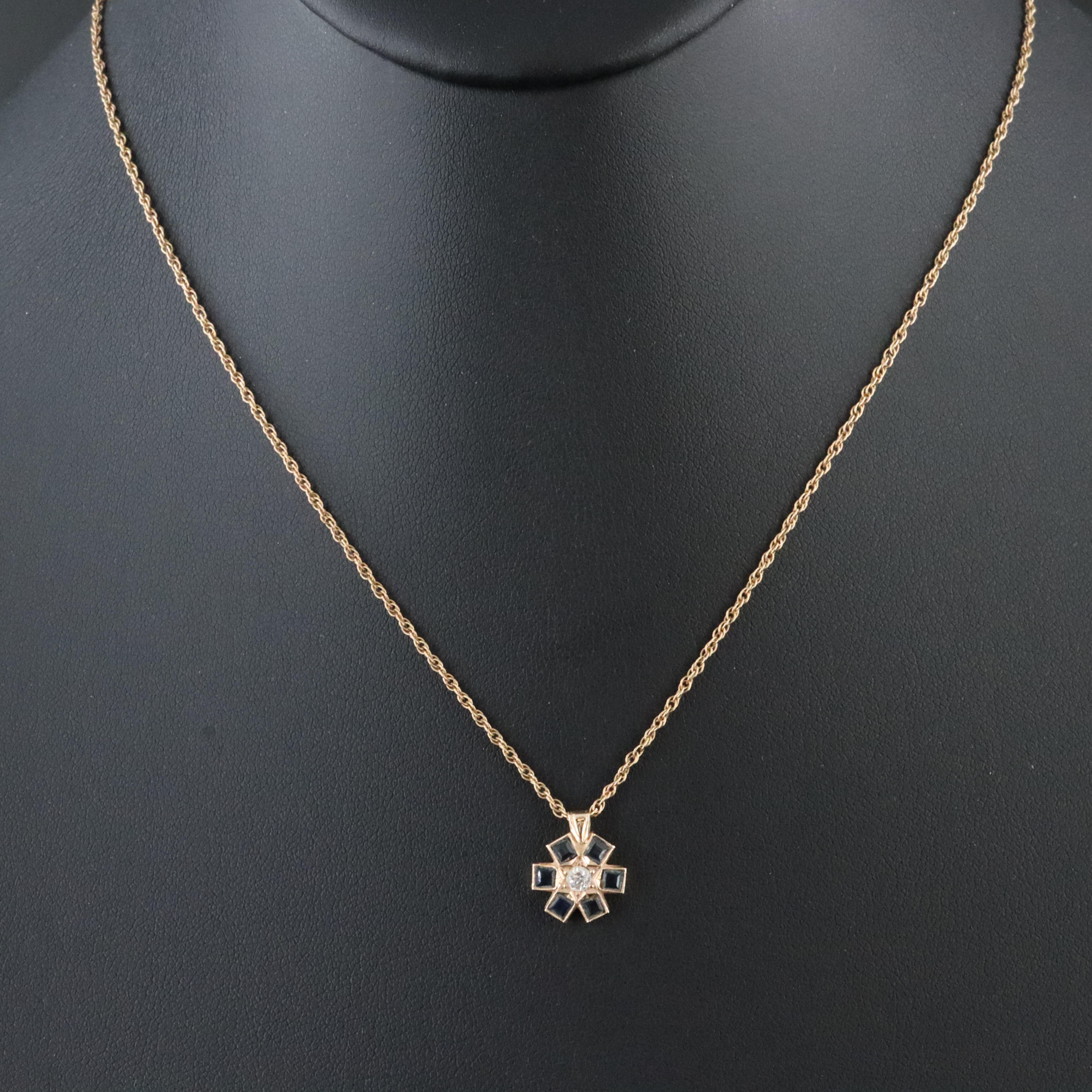 10K Sapphire and Diamond Necklace