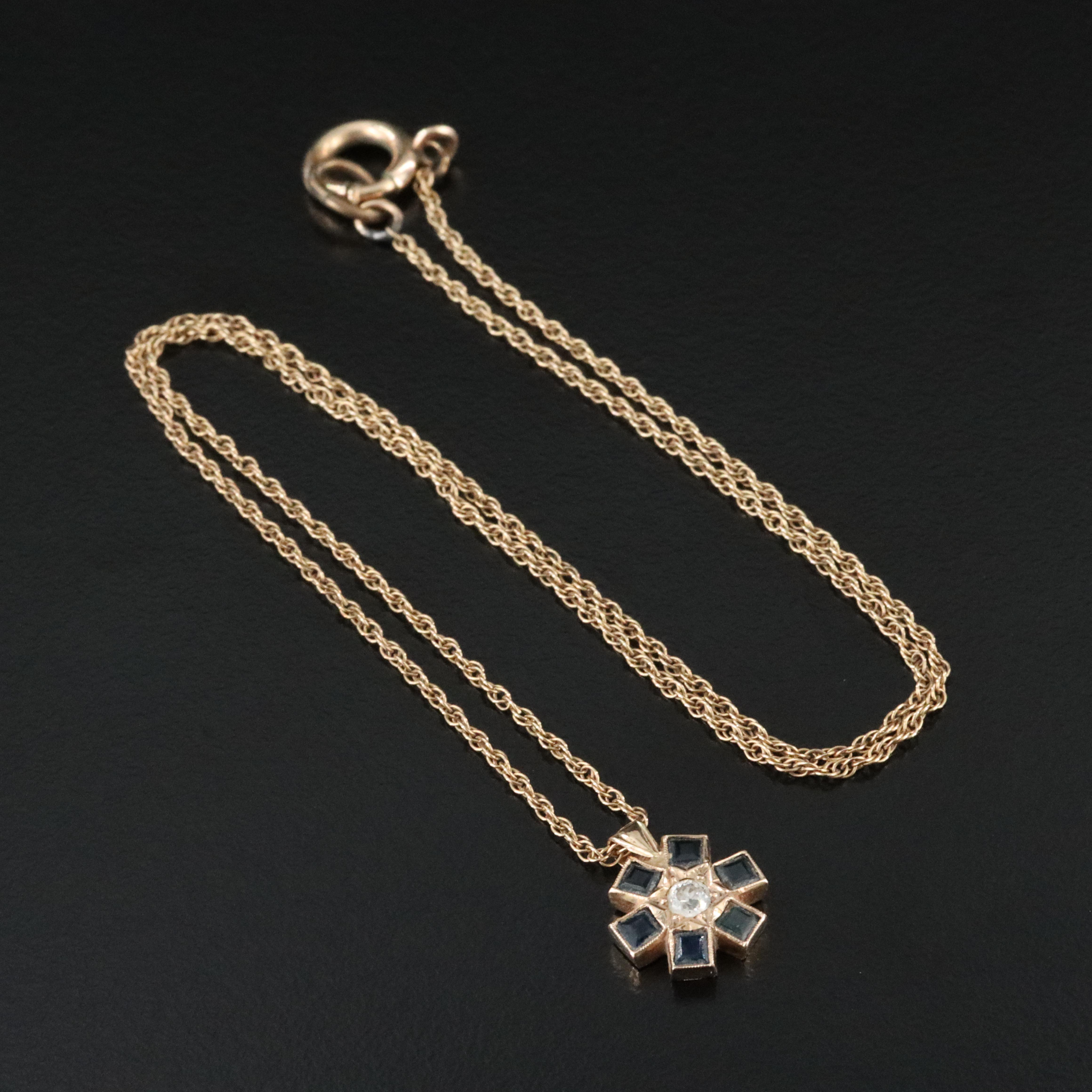 10K Sapphire and Diamond Necklace