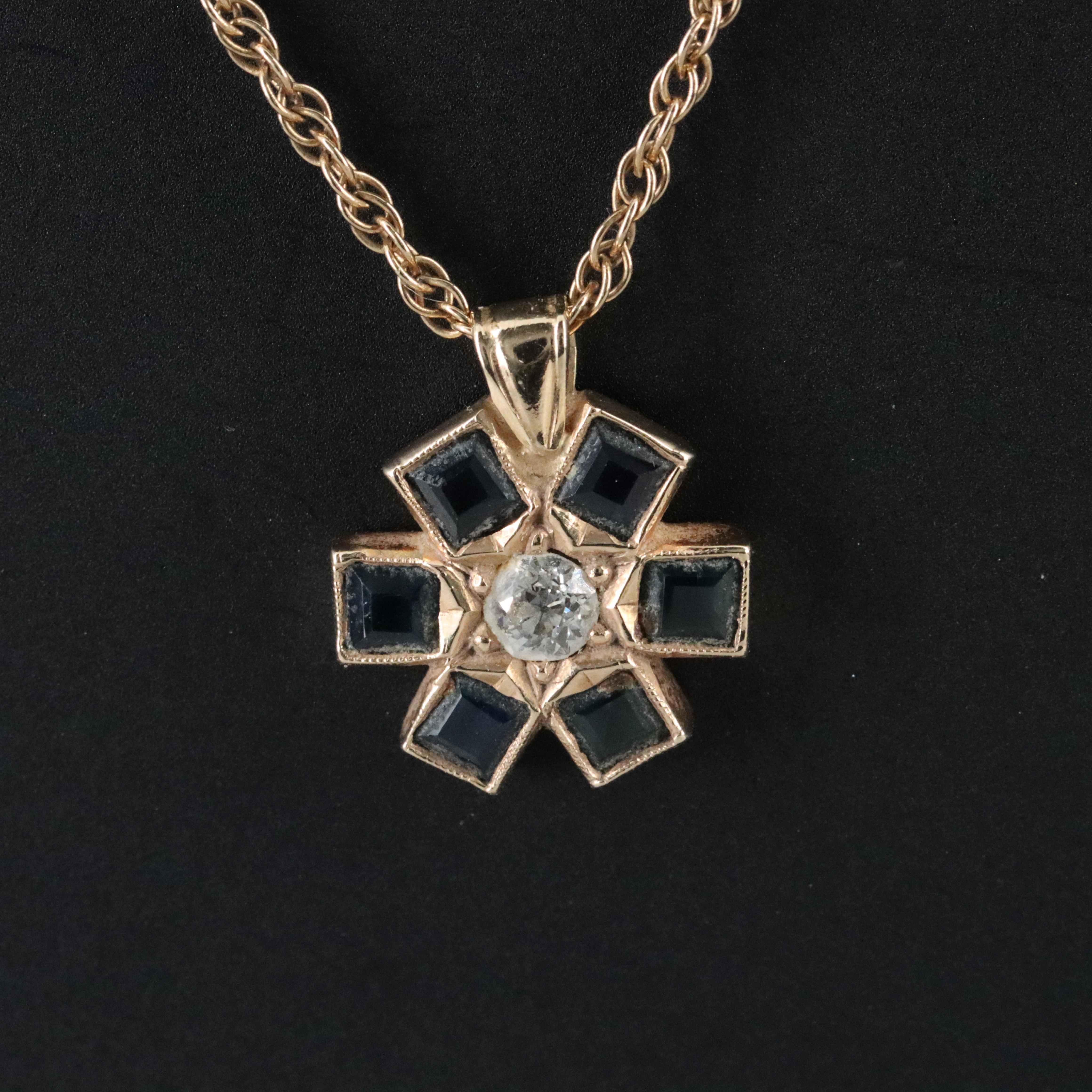 10K Sapphire and Diamond Necklace