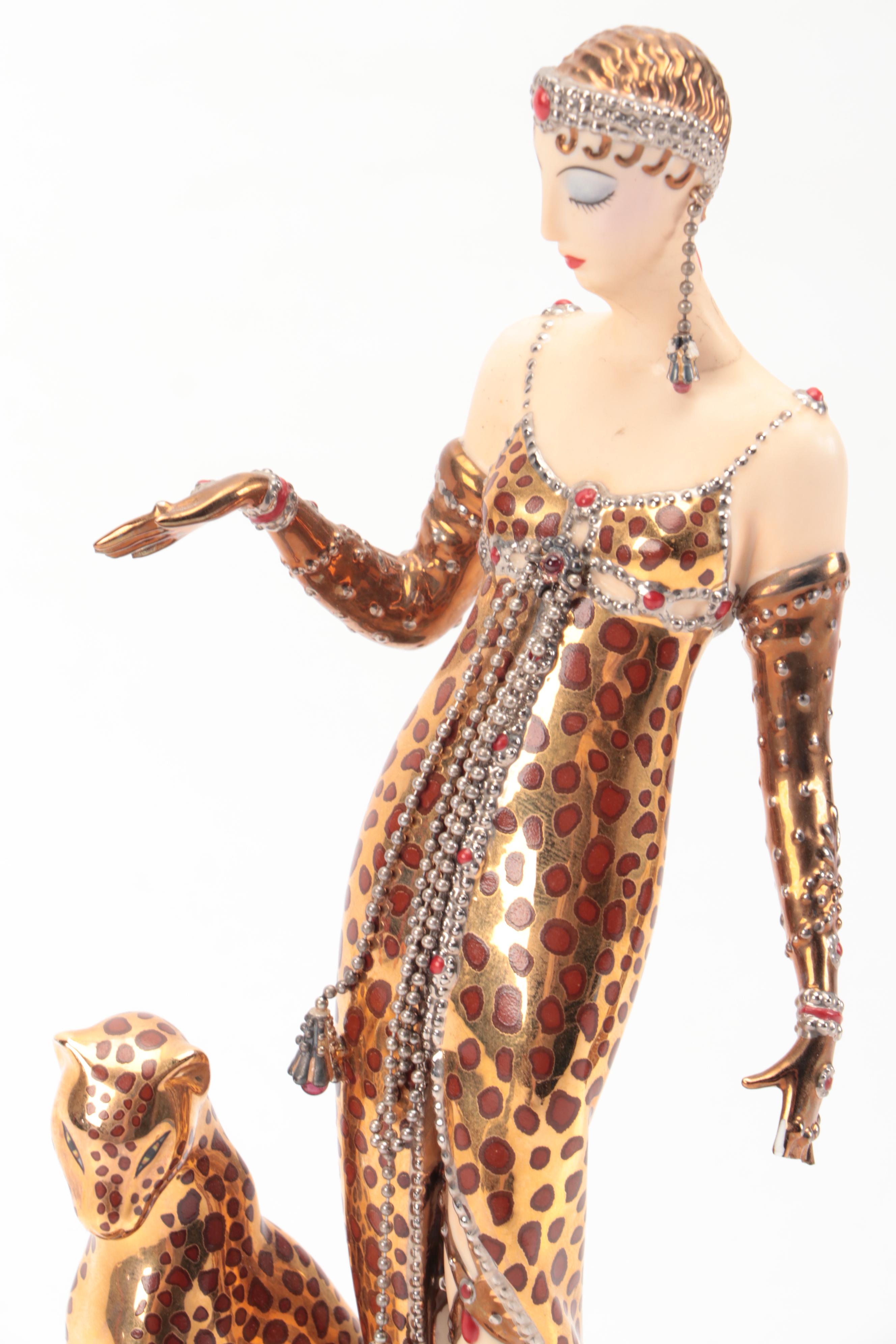 Franklin Mint for House of Erté Limited Edition "Ocelot" Porcelain Figurine